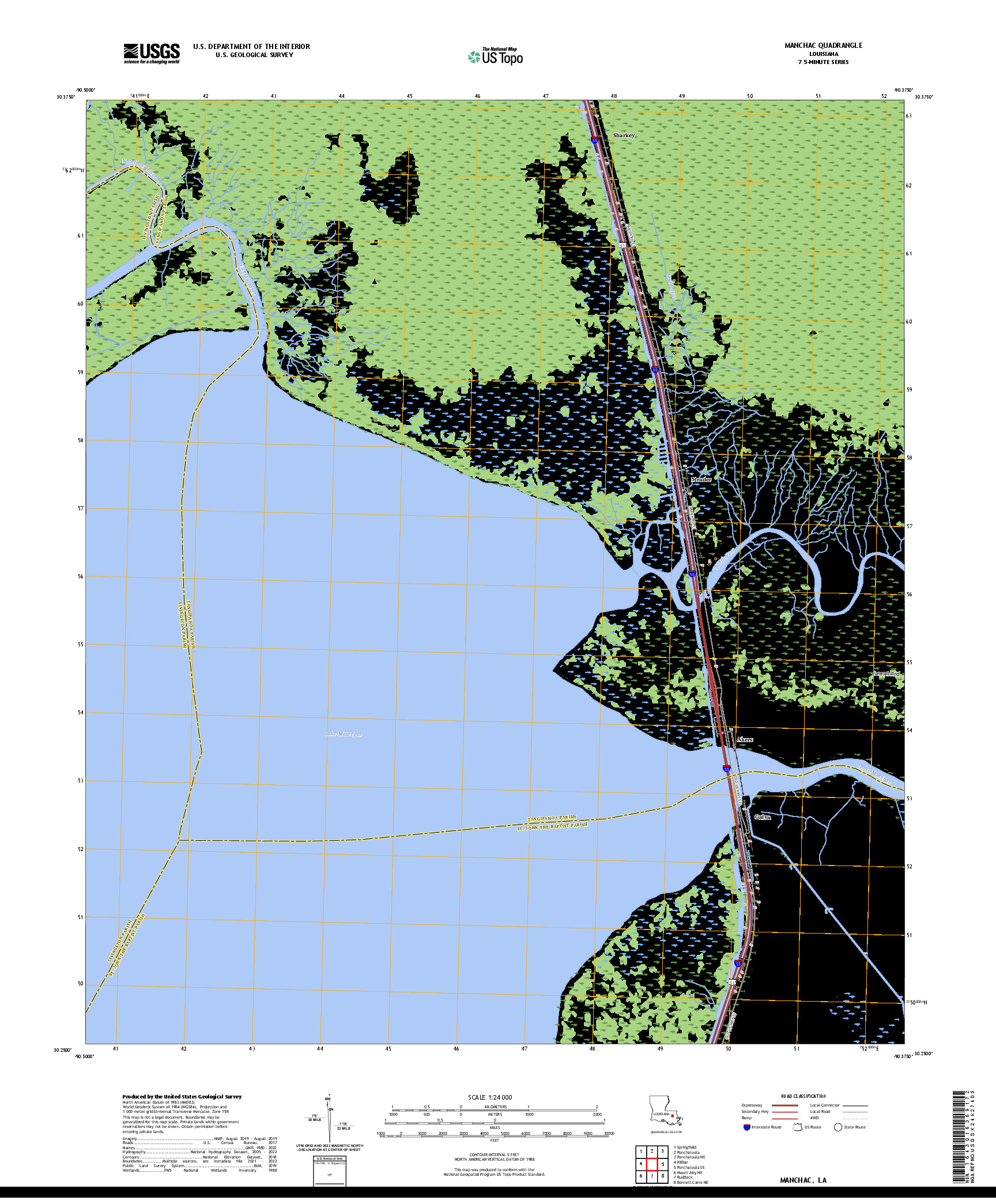 US TOPO 7.5-MINUTE MAP FOR MANCHAC, LA