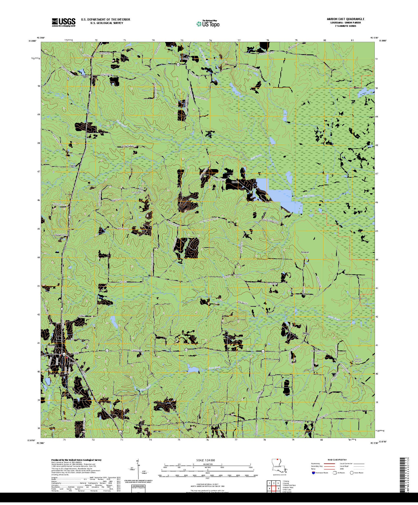 US TOPO 7.5-MINUTE MAP FOR MARION EAST, LA