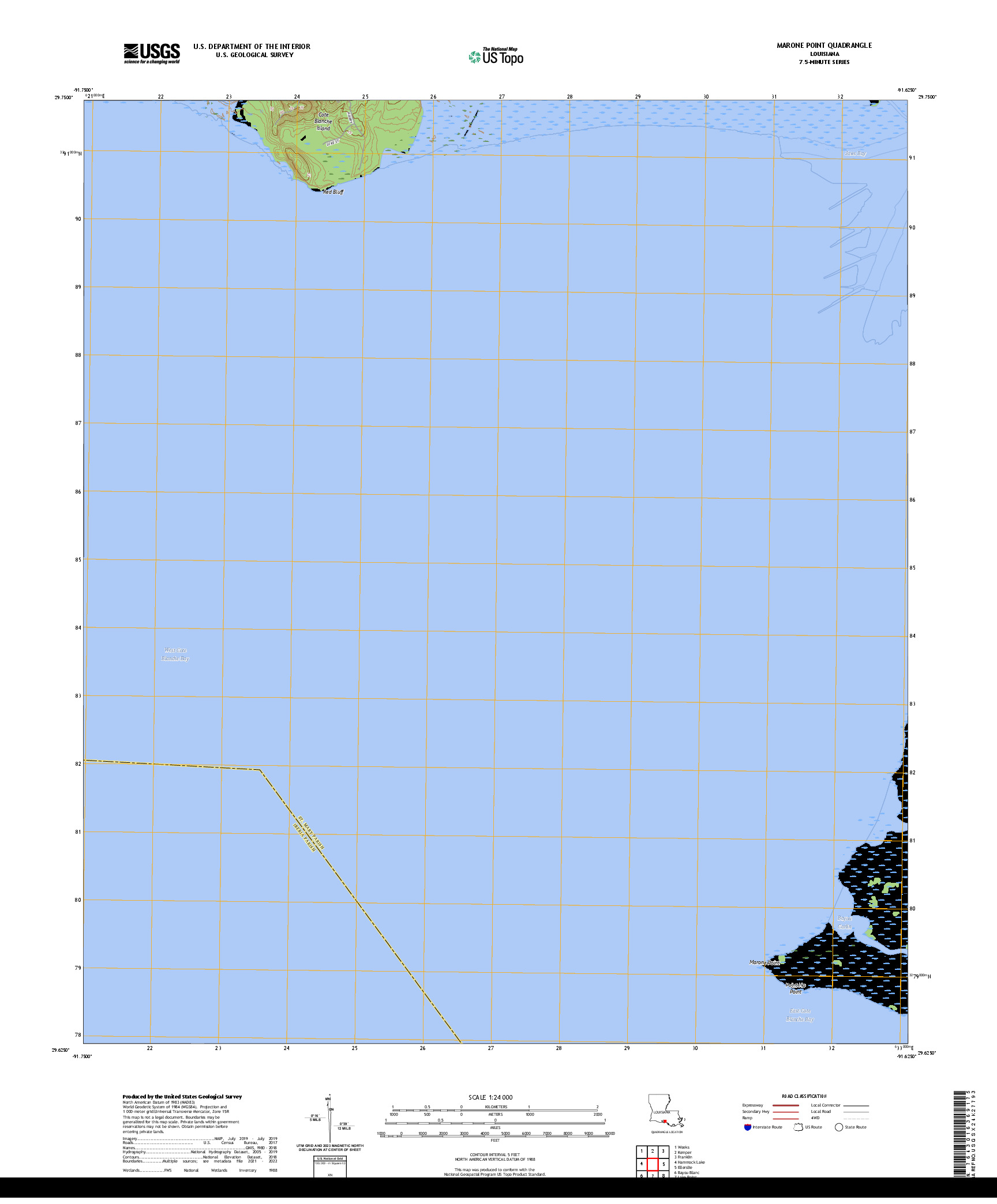 US TOPO 7.5-MINUTE MAP FOR MARONE POINT, LA
