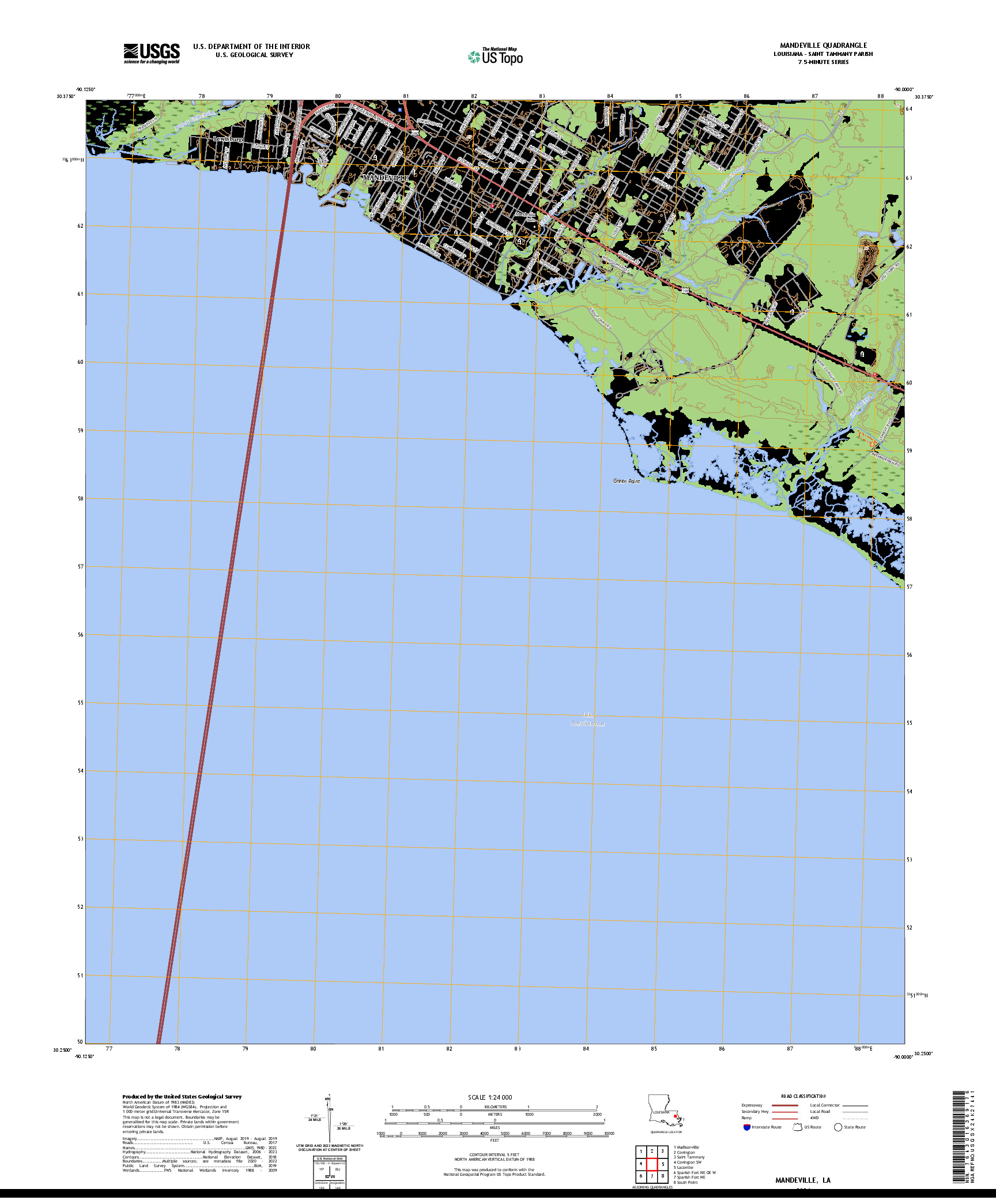 US TOPO 7.5-MINUTE MAP FOR MANDEVILLE, LA