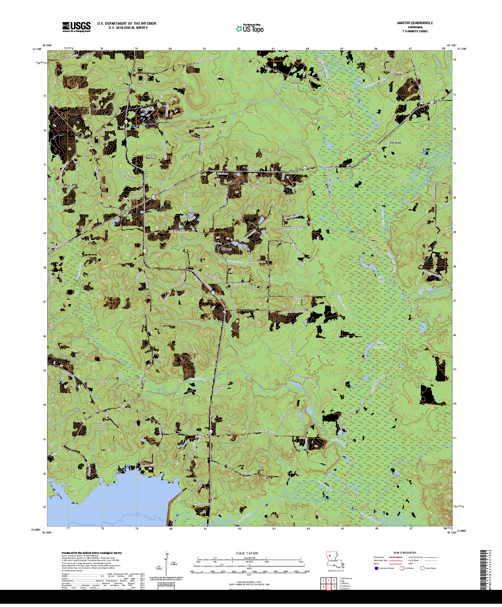 US TOPO 7.5-MINUTE MAP FOR MARTIN, LA