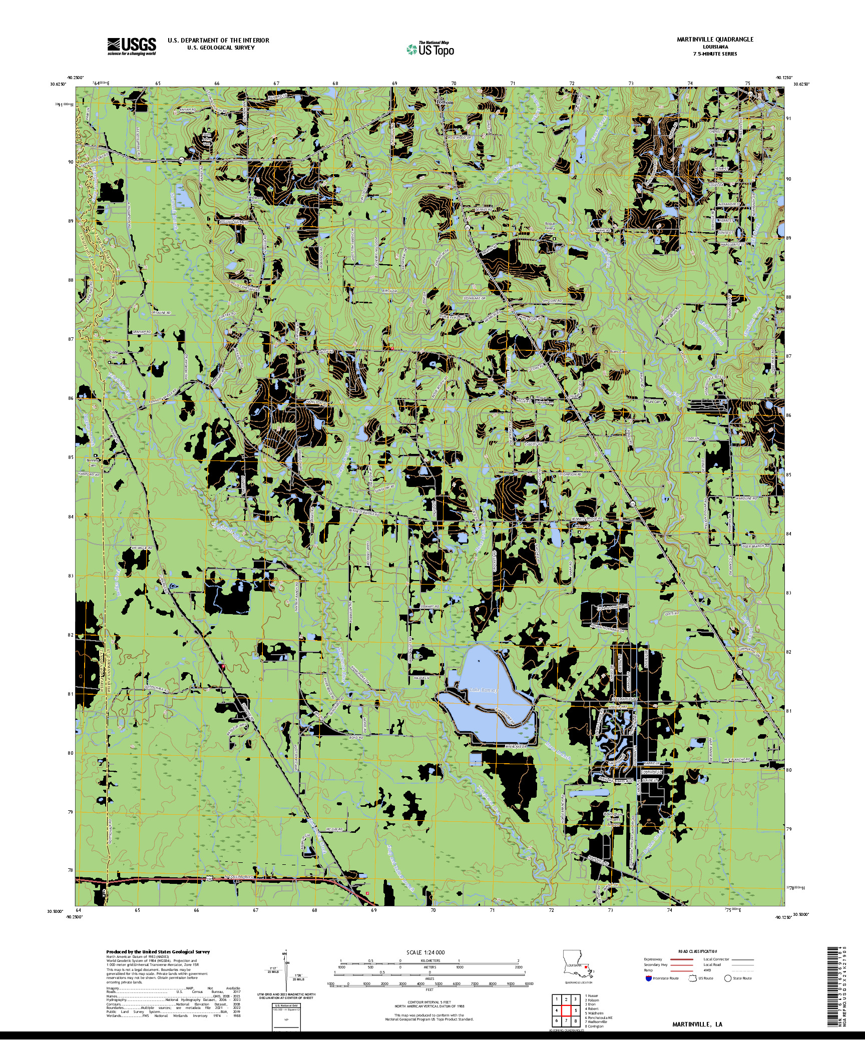 US TOPO 7.5-MINUTE MAP FOR MARTINVILLE, LA