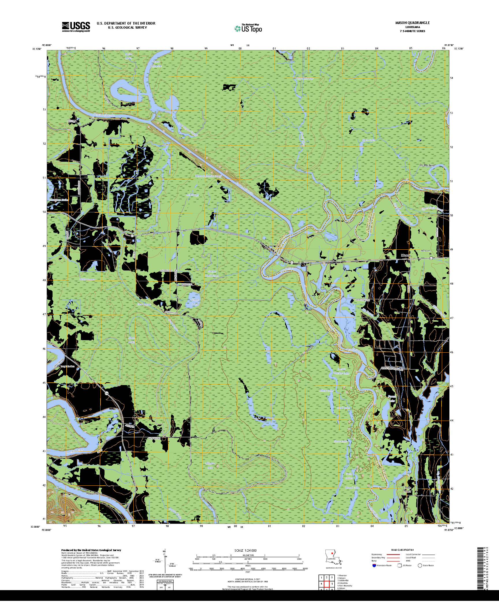 US TOPO 7.5-MINUTE MAP FOR MASON, LA