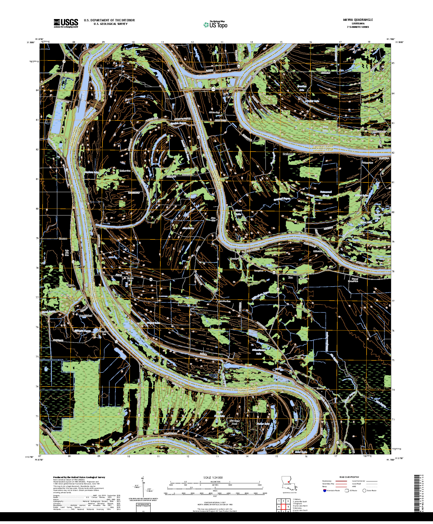 US TOPO 7.5-MINUTE MAP FOR MAYNA, LA