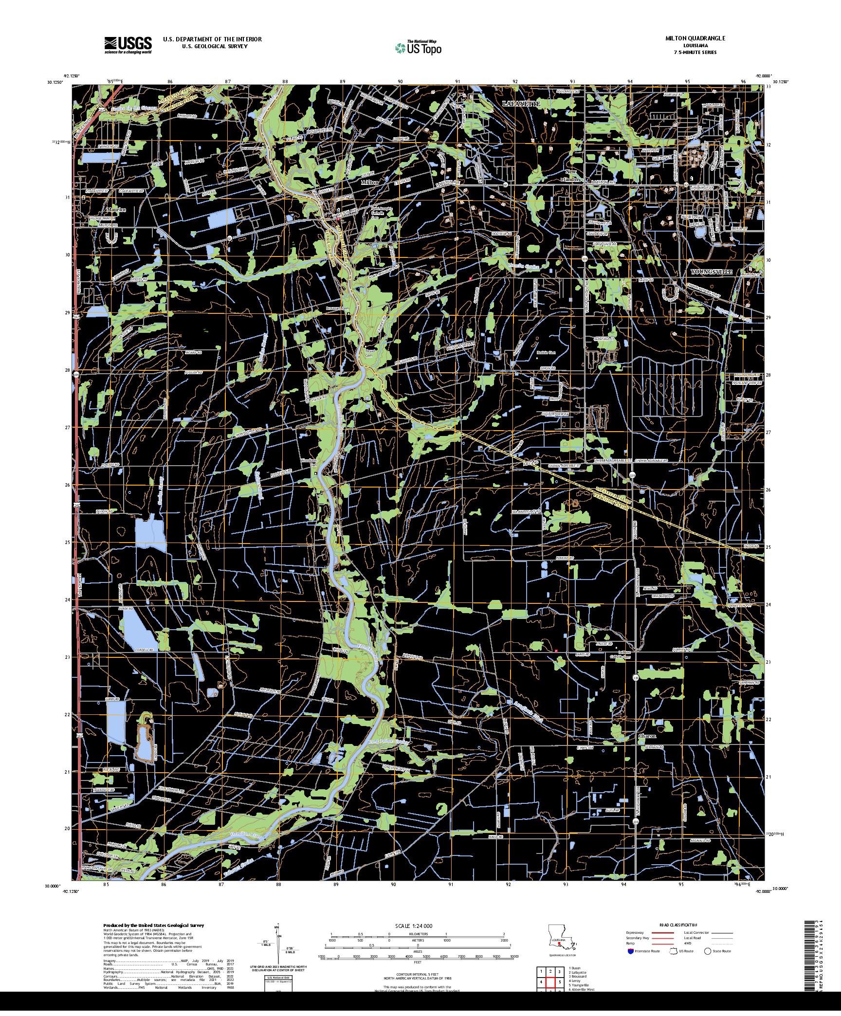 US TOPO 7.5-MINUTE MAP FOR MILTON, LA