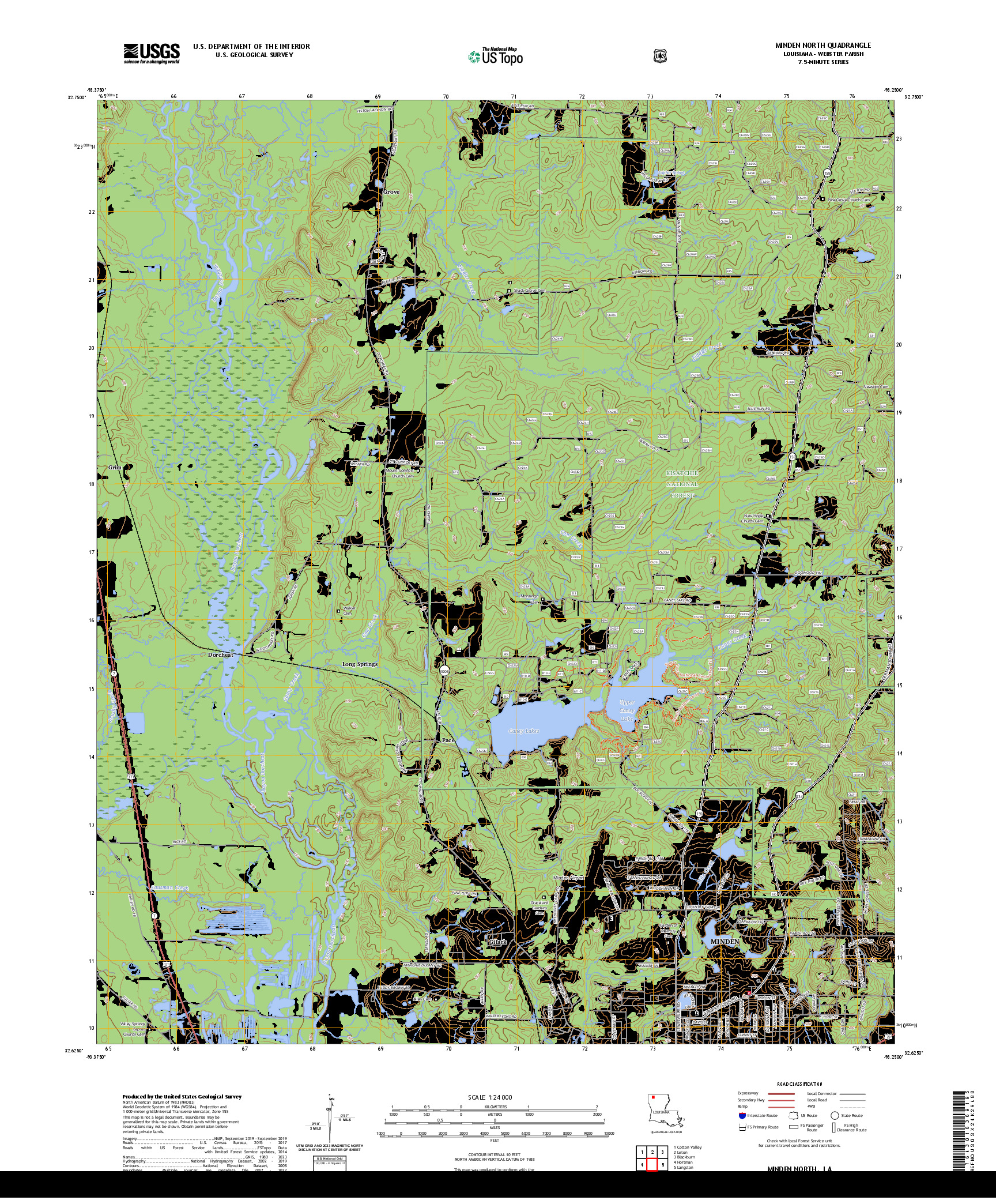 US TOPO 7.5-MINUTE MAP FOR MINDEN NORTH, LA
