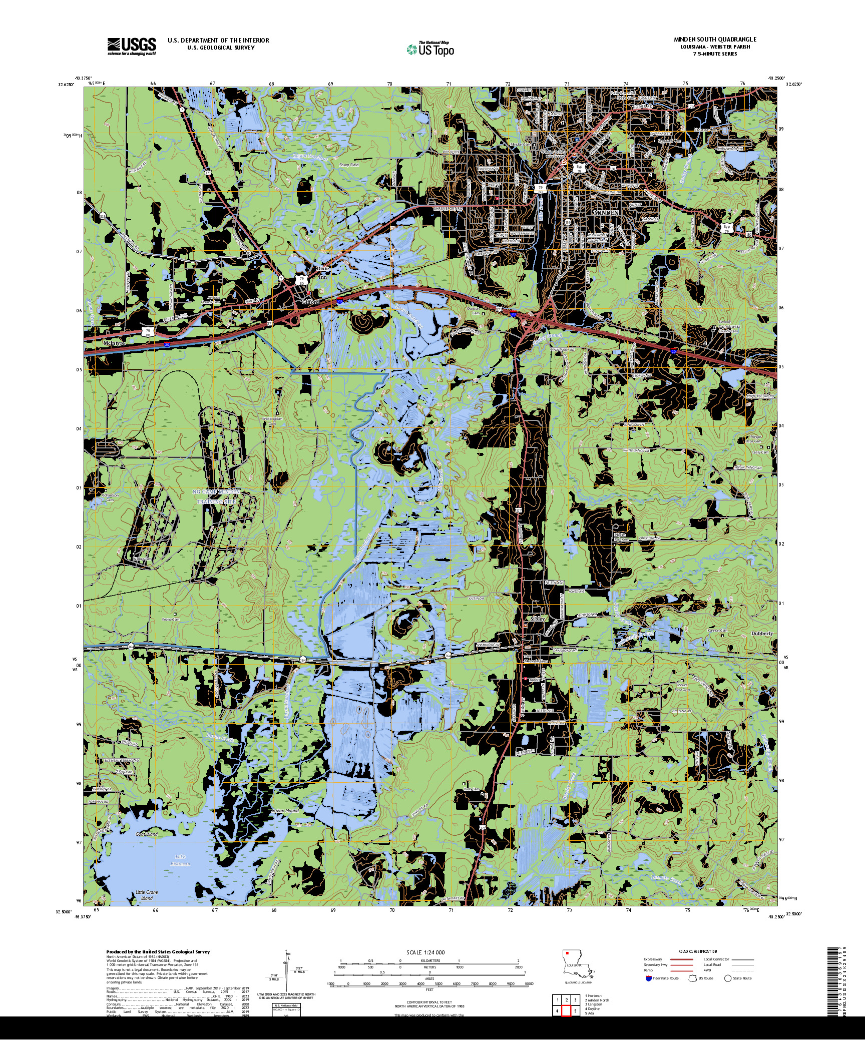US TOPO 7.5-MINUTE MAP FOR MINDEN SOUTH, LA