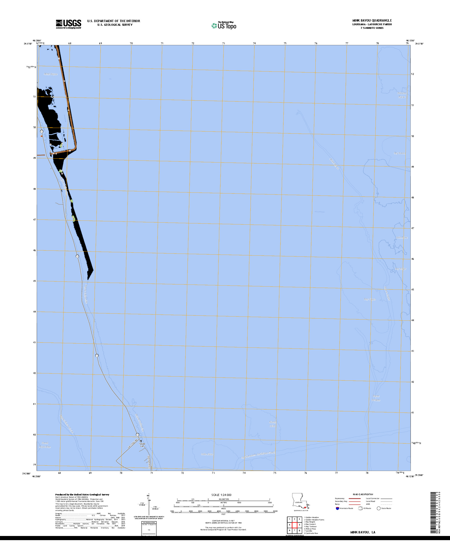 US TOPO 7.5-MINUTE MAP FOR MINK BAYOU, LA