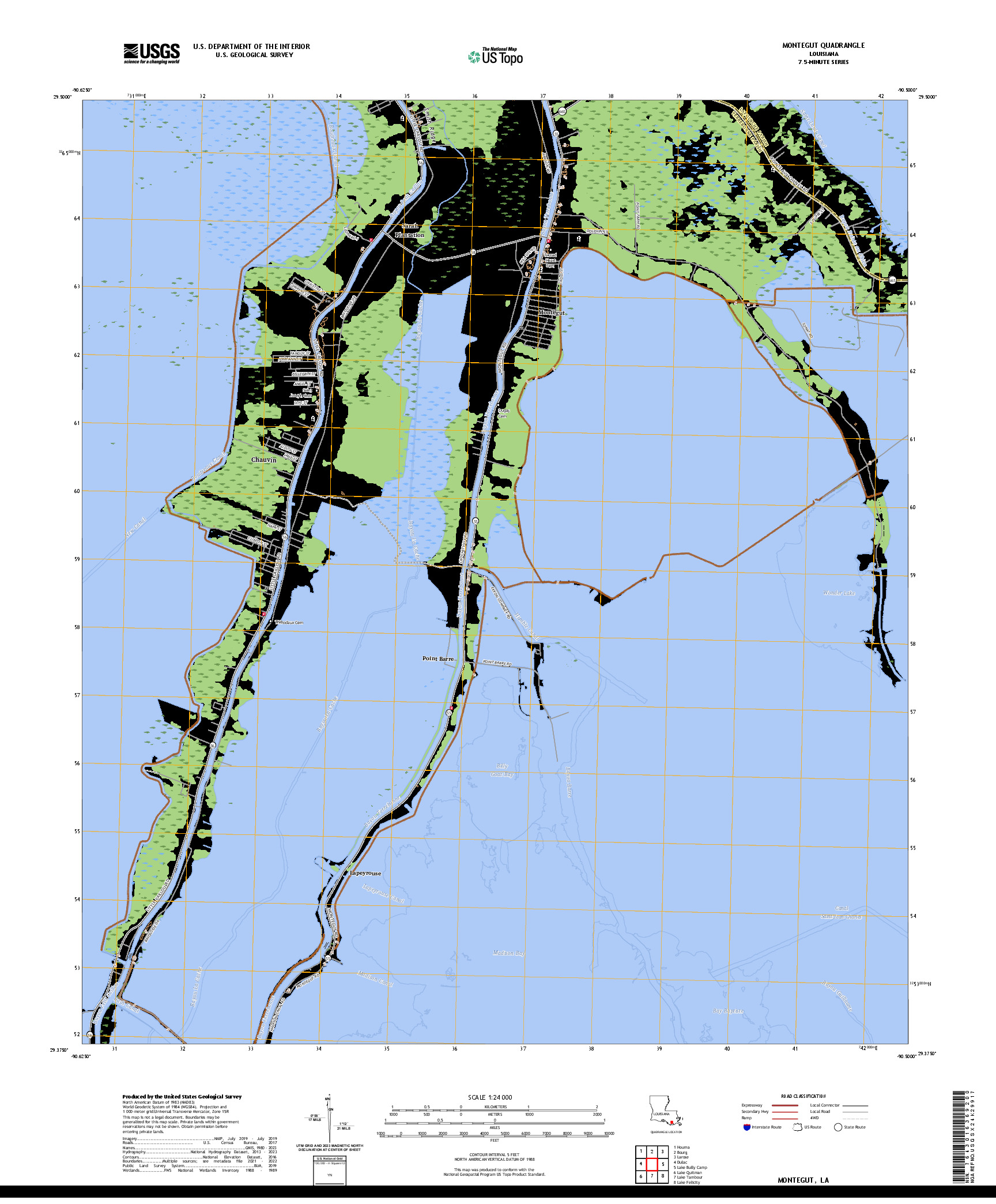 US TOPO 7.5-MINUTE MAP FOR MONTEGUT, LA