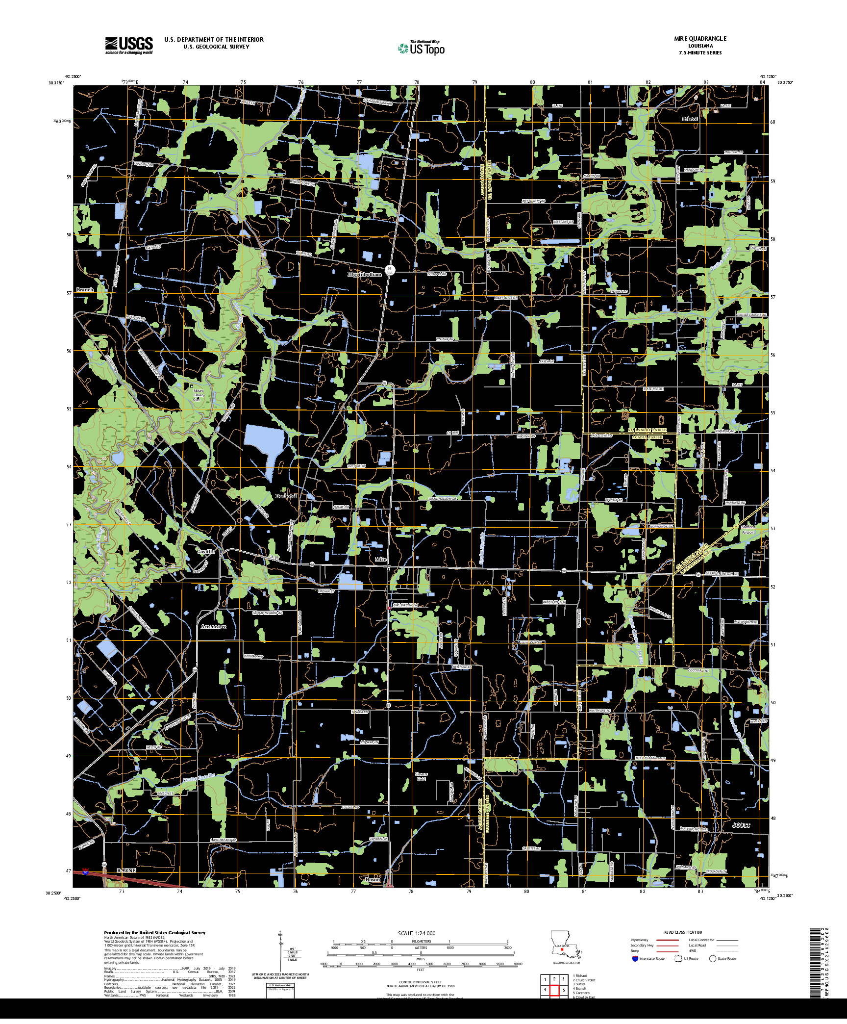 US TOPO 7.5-MINUTE MAP FOR MIRE, LA