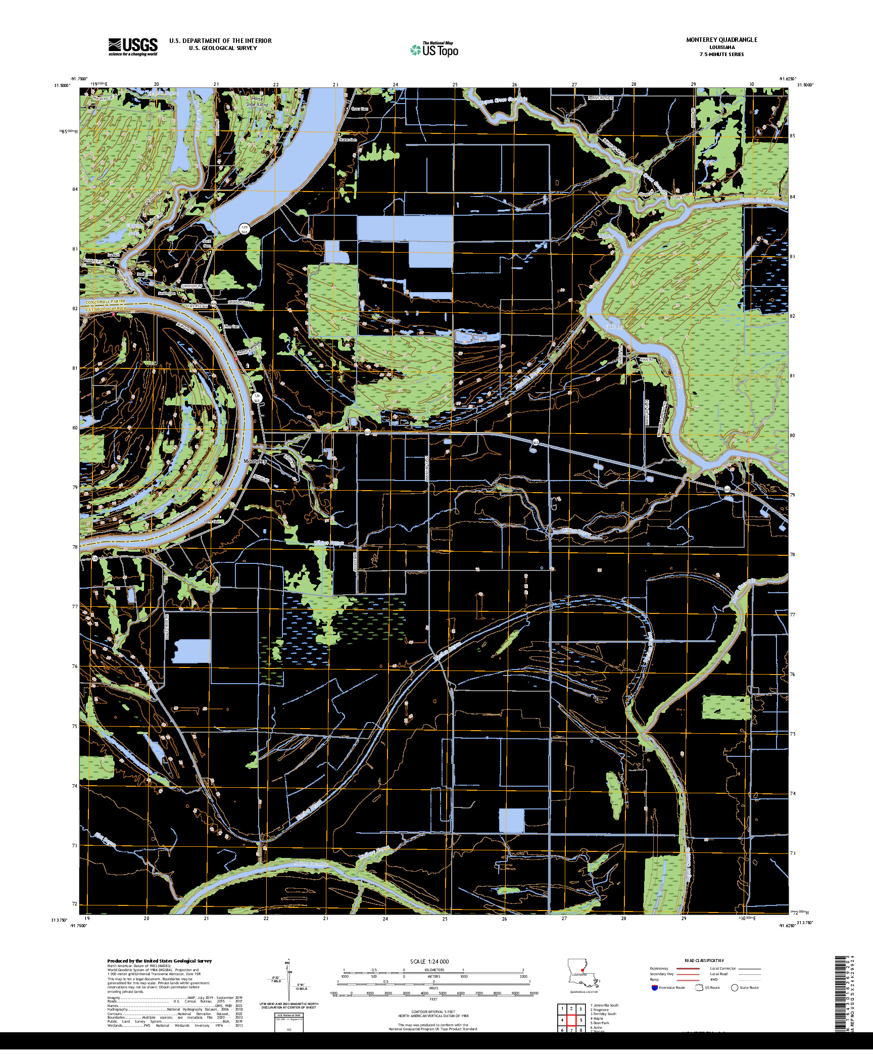 US TOPO 7.5-MINUTE MAP FOR MONTEREY, LA