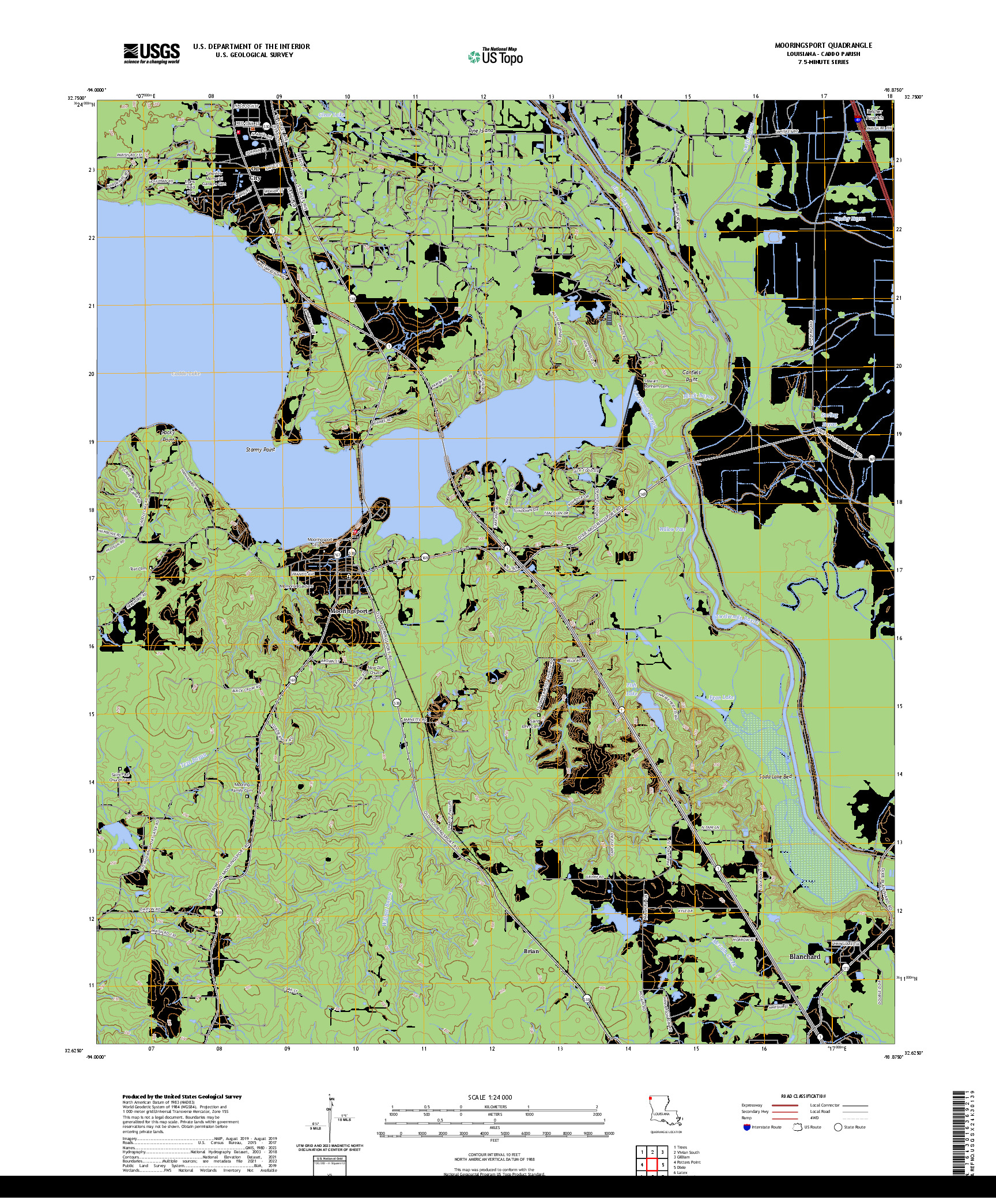 US TOPO 7.5-MINUTE MAP FOR MOORINGSPORT, LA