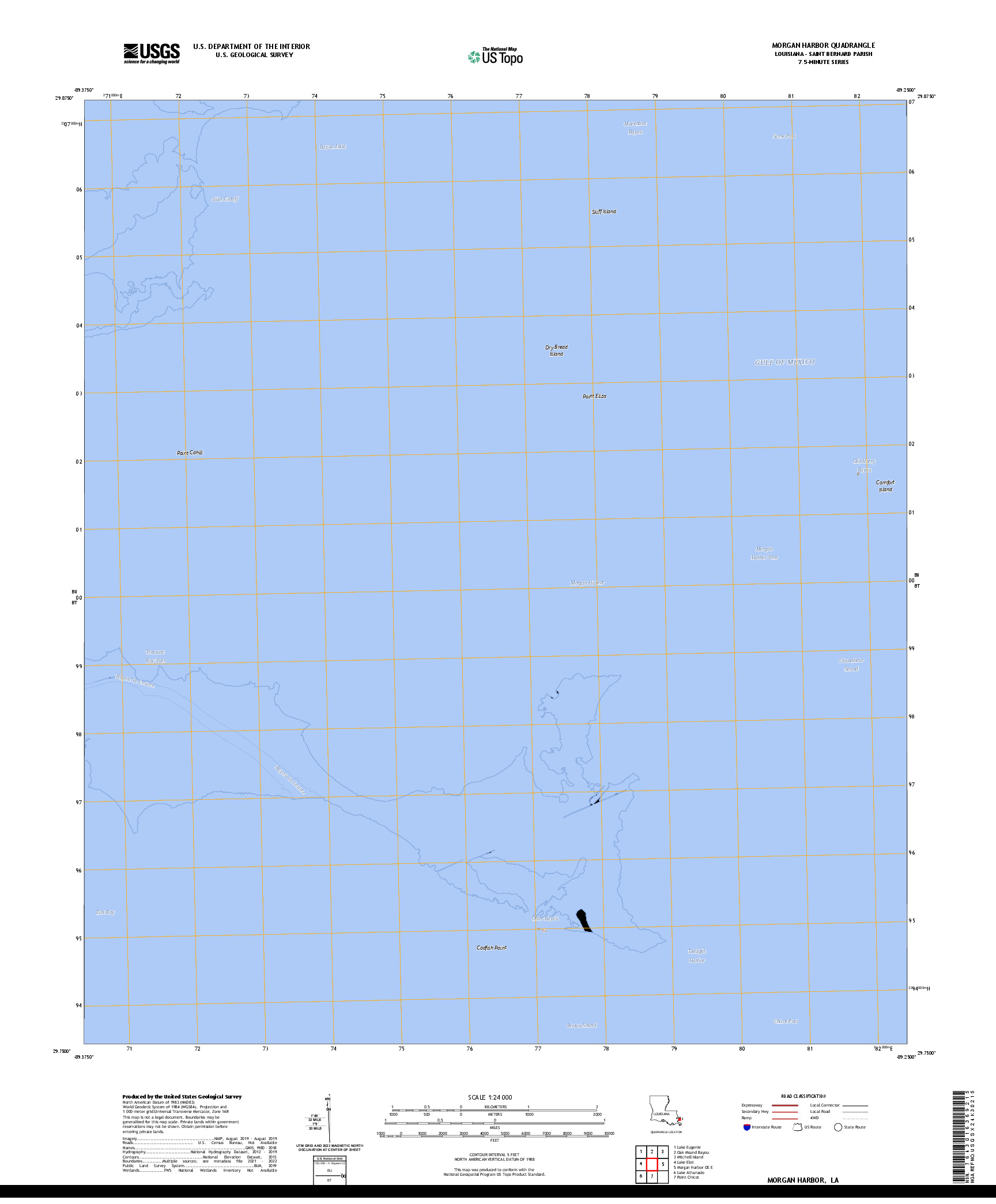US TOPO 7.5-MINUTE MAP FOR MORGAN HARBOR, LA