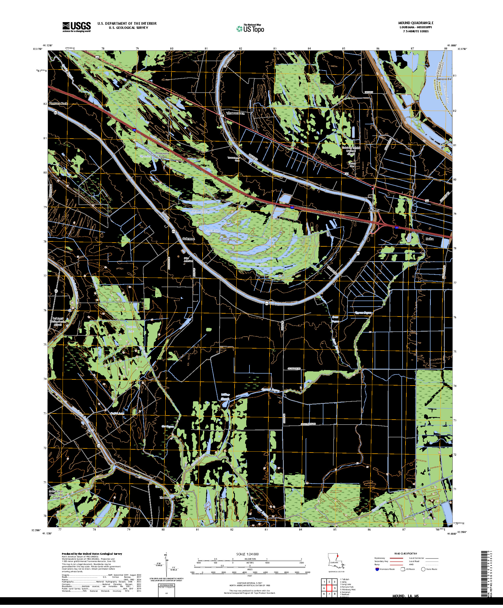 US TOPO 7.5-MINUTE MAP FOR MOUND, LA,MS