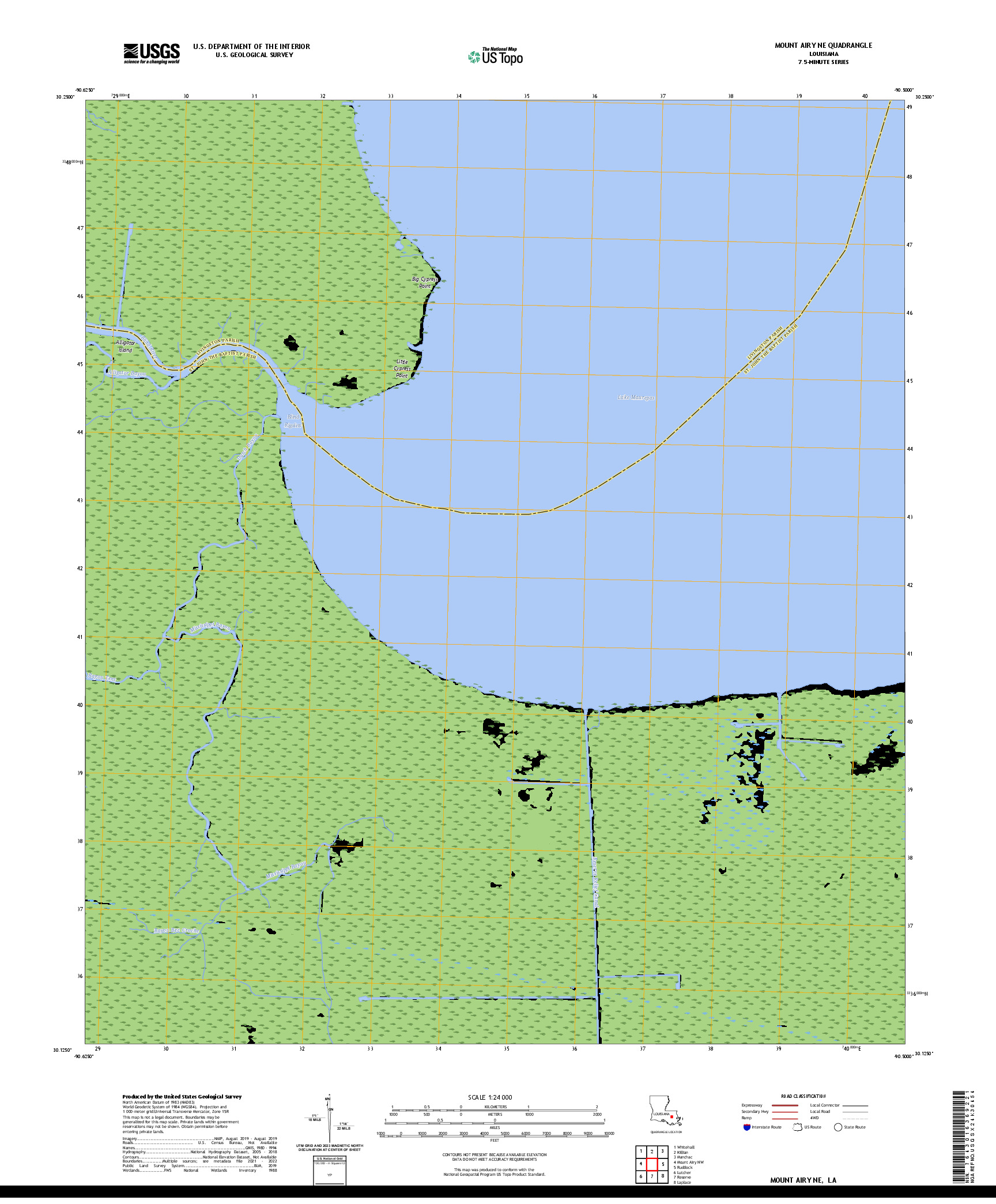 US TOPO 7.5-MINUTE MAP FOR MOUNT AIRY NE, LA