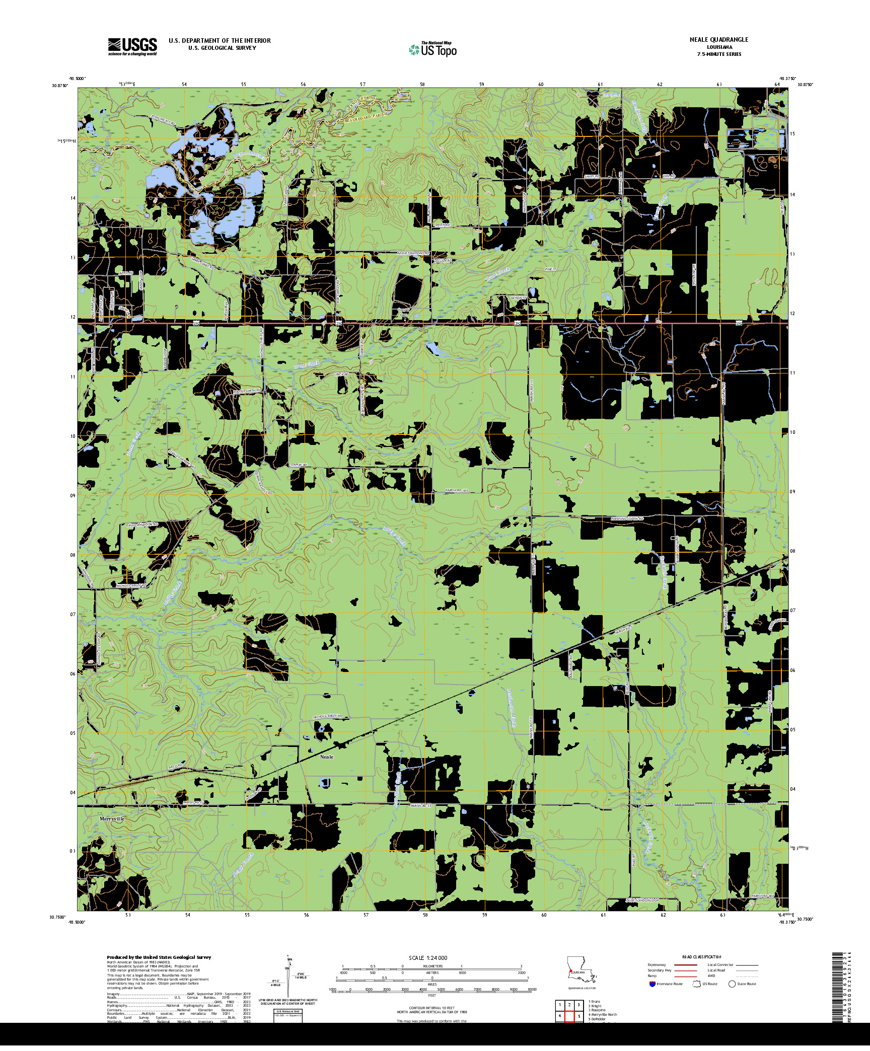 US TOPO 7.5-MINUTE MAP FOR NEALE, LA