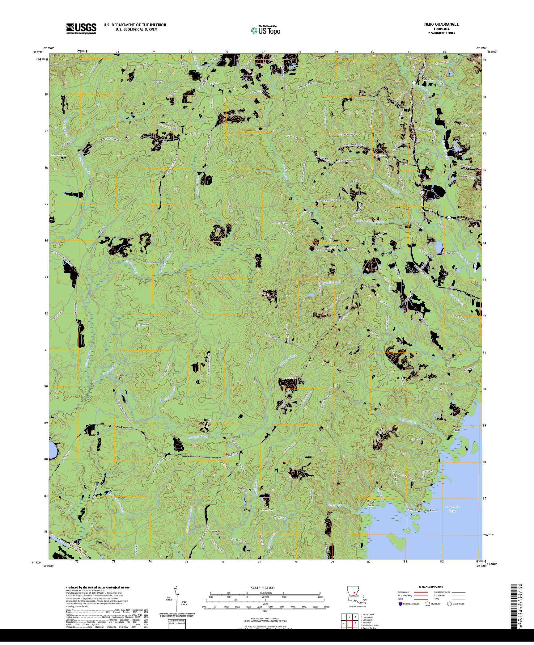 US TOPO 7.5-MINUTE MAP FOR NEBO, LA