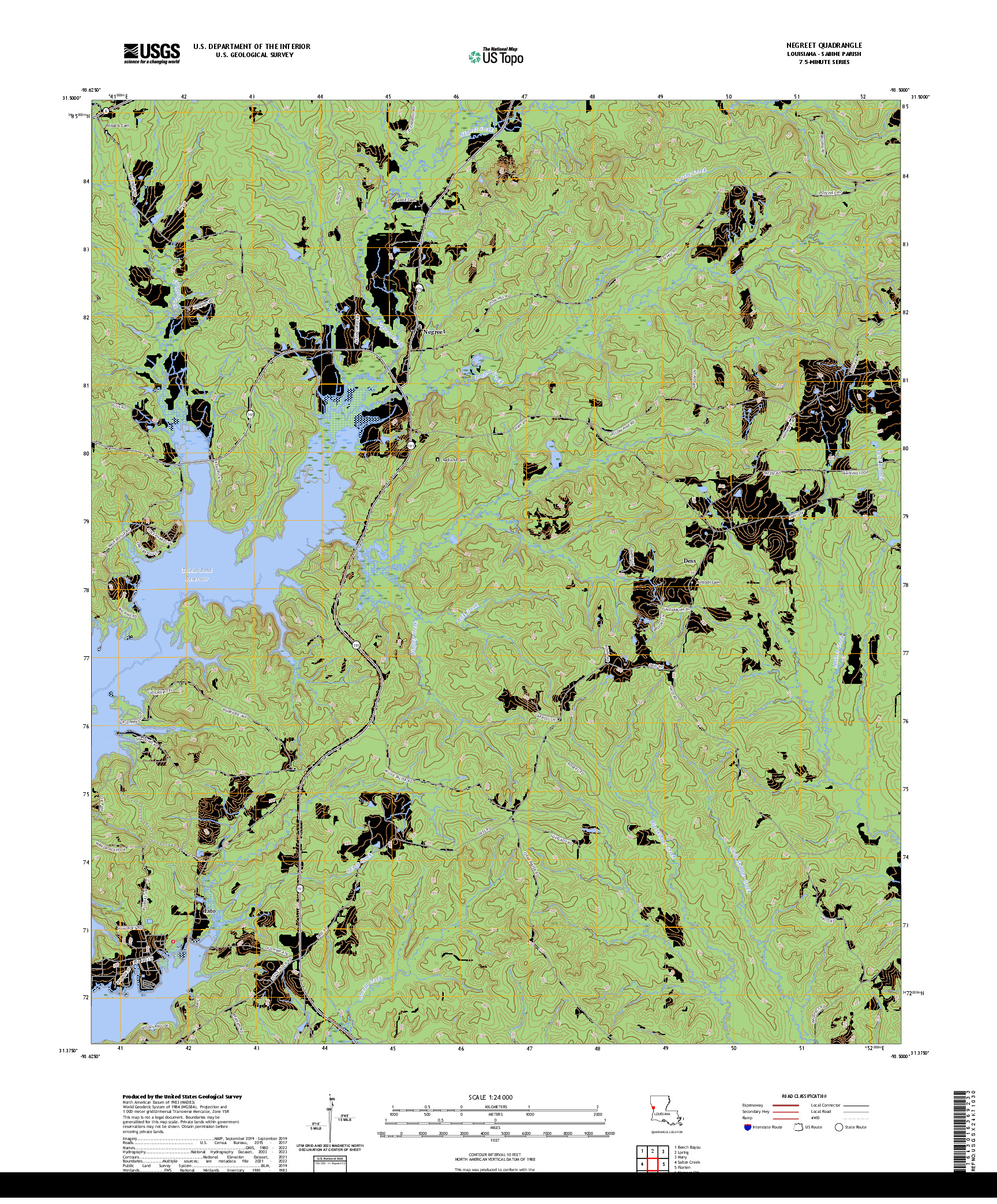 US TOPO 7.5-MINUTE MAP FOR NEGREET, LA