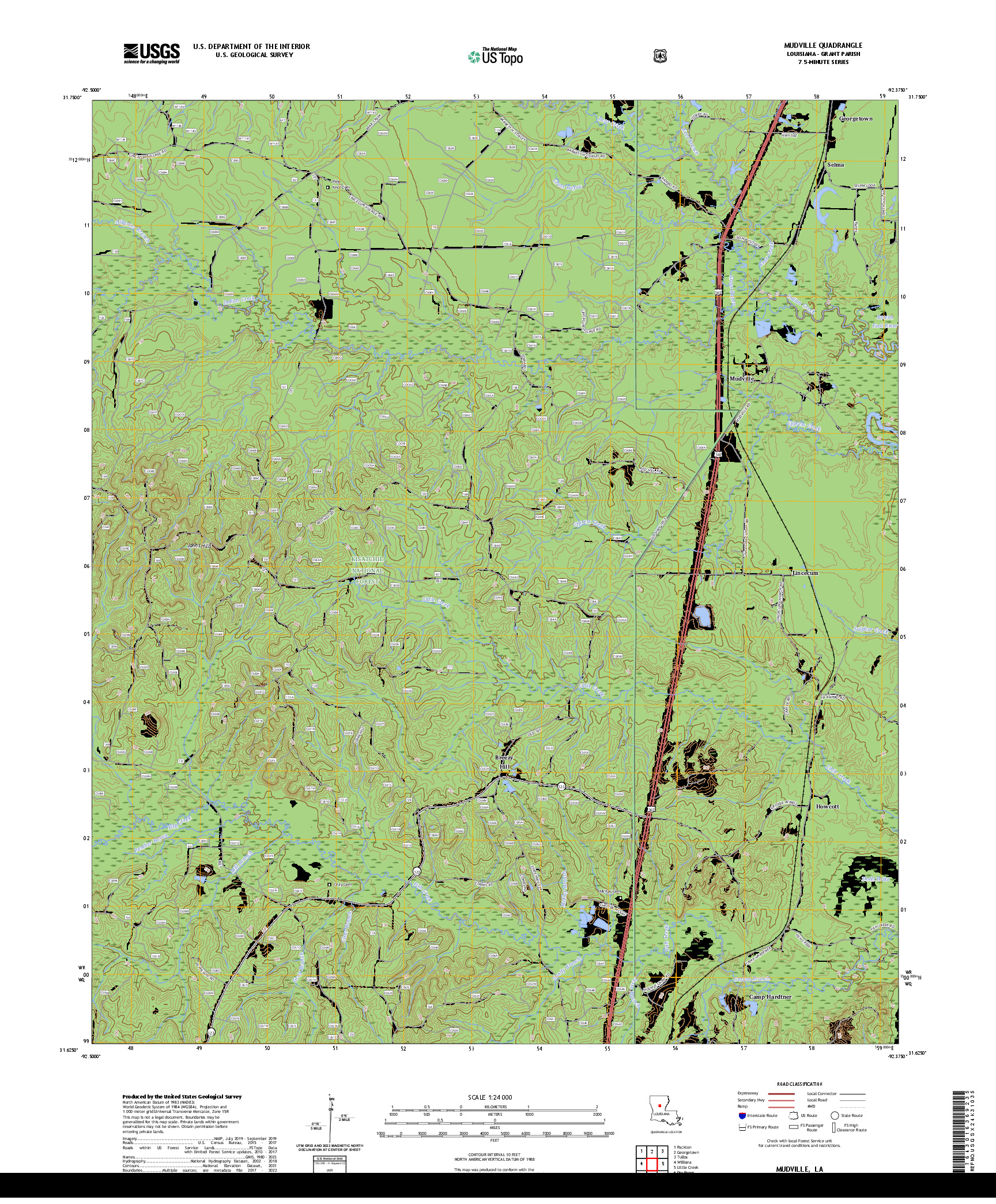 US TOPO 7.5-MINUTE MAP FOR MUDVILLE, LA