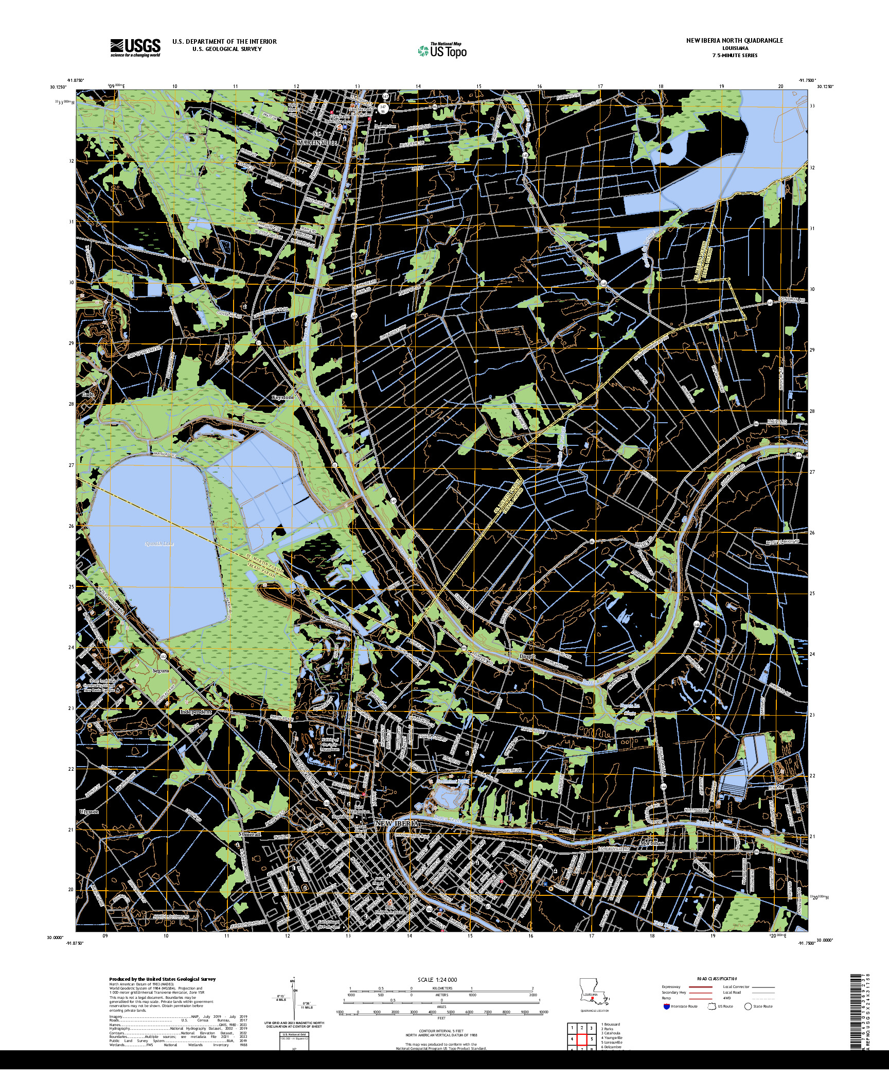 US TOPO 7.5-MINUTE MAP FOR NEW IBERIA NORTH, LA