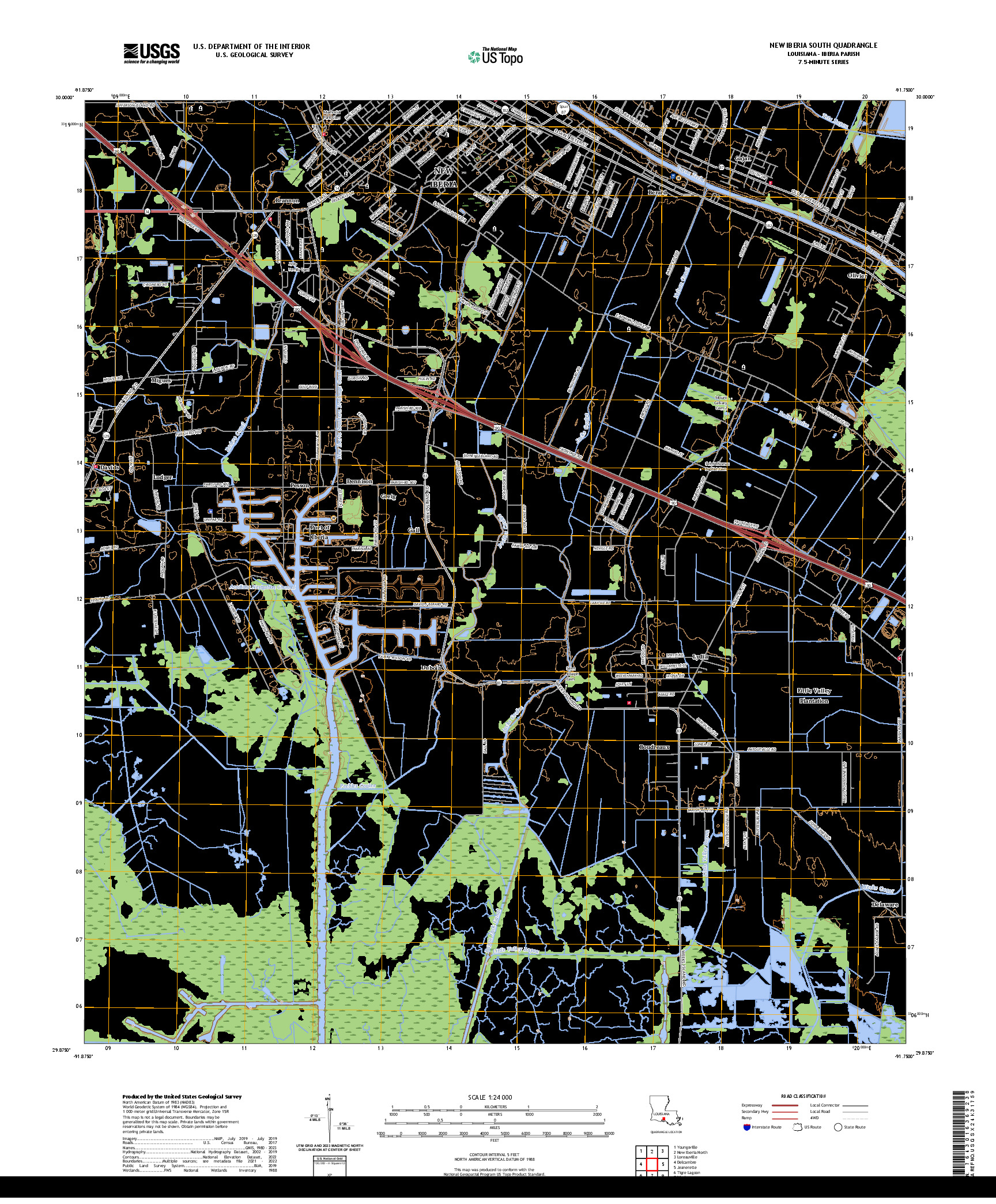 US TOPO 7.5-MINUTE MAP FOR NEW IBERIA SOUTH, LA