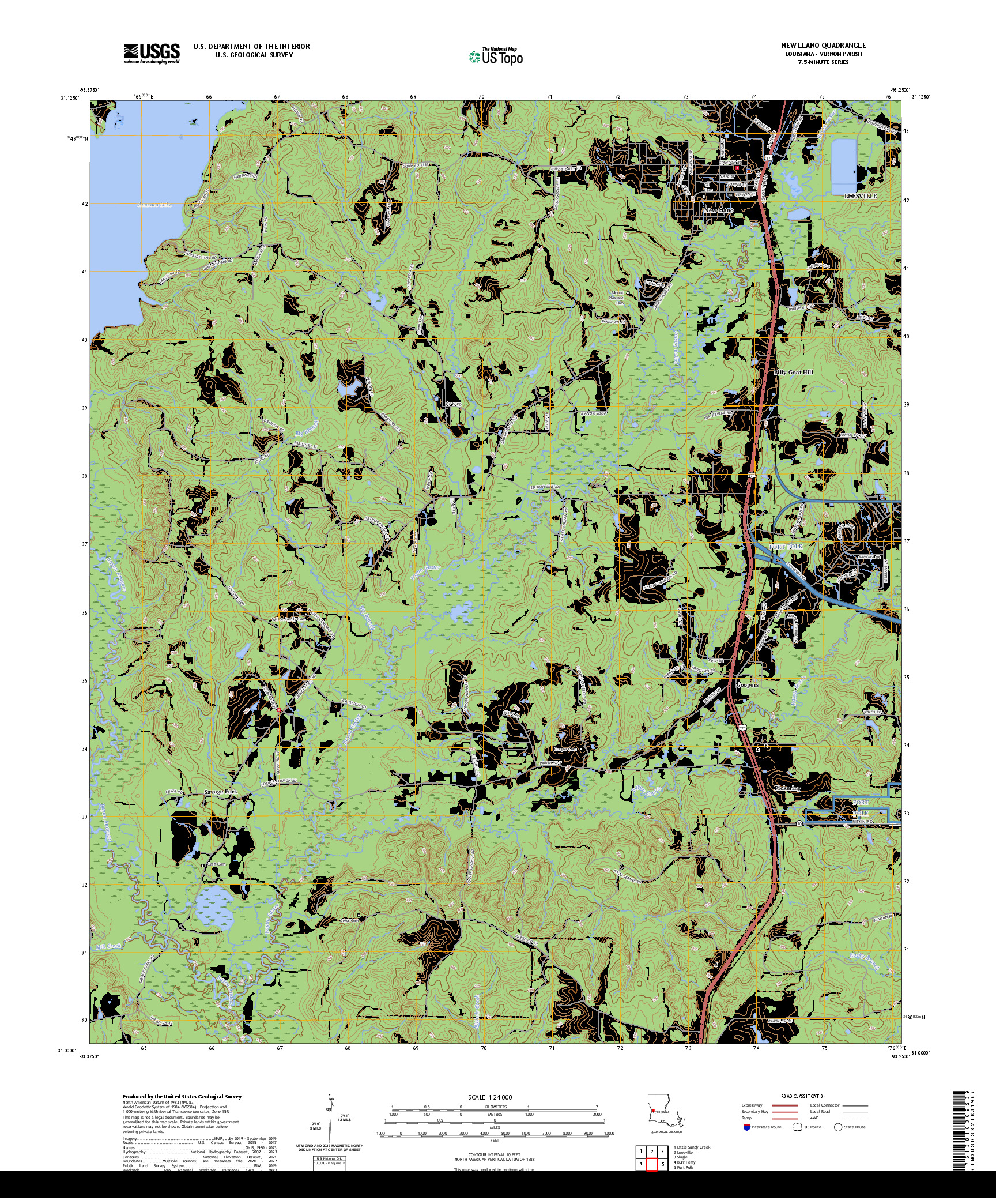 US TOPO 7.5-MINUTE MAP FOR NEW LLANO, LA