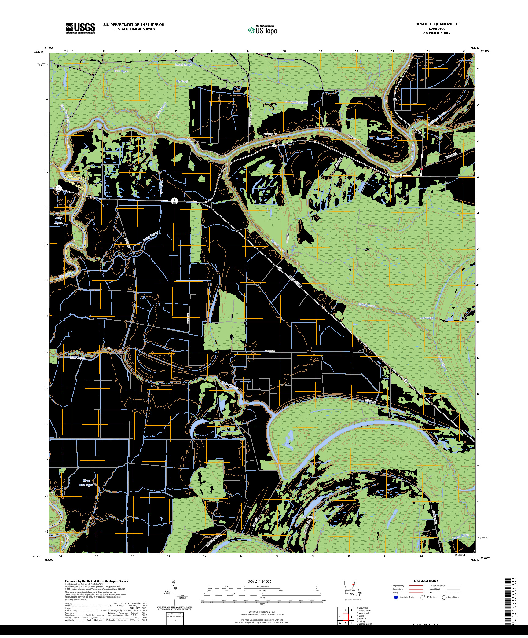 US TOPO 7.5-MINUTE MAP FOR NEWLIGHT, LA