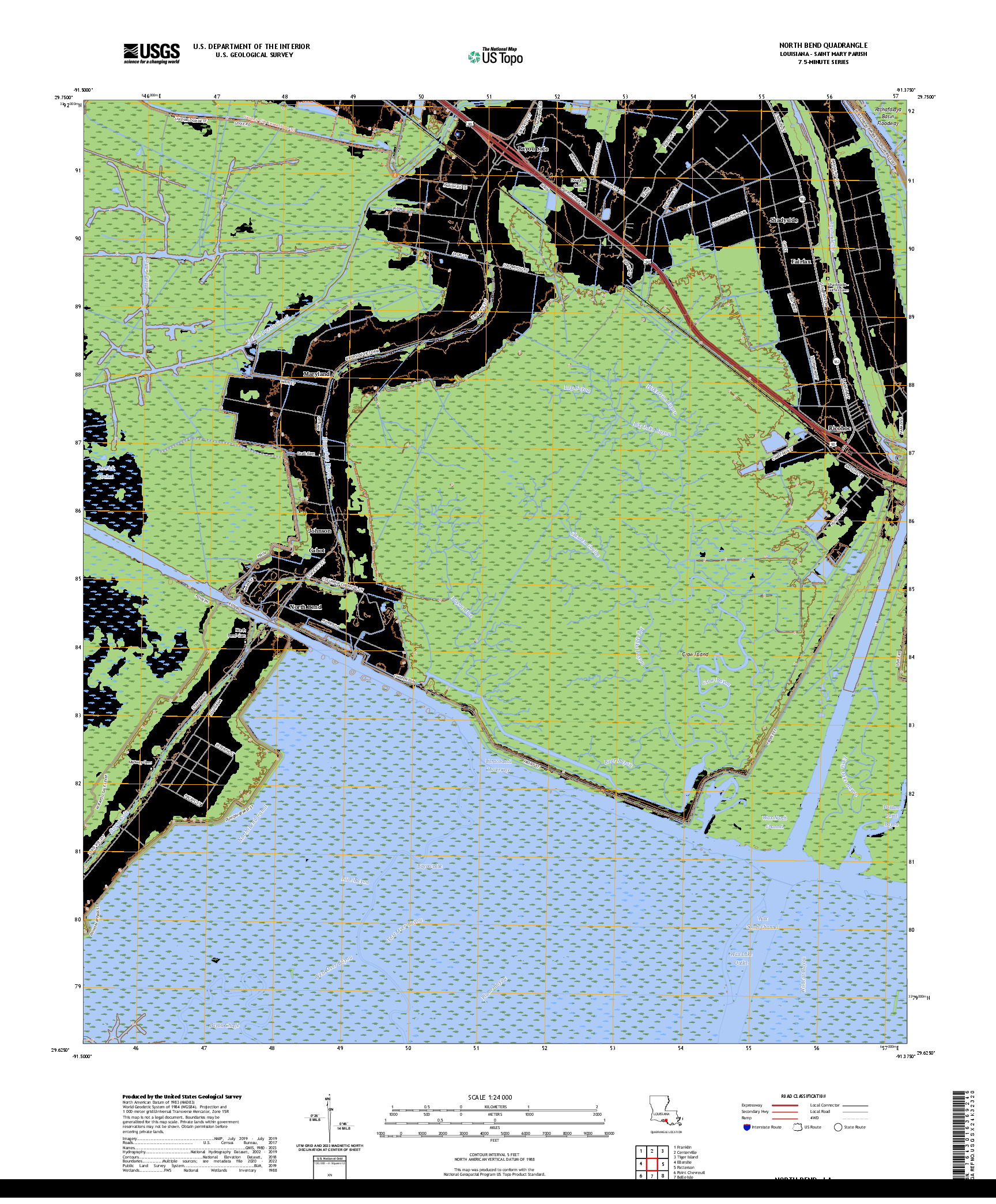 US TOPO 7.5-MINUTE MAP FOR NORTH BEND, LA