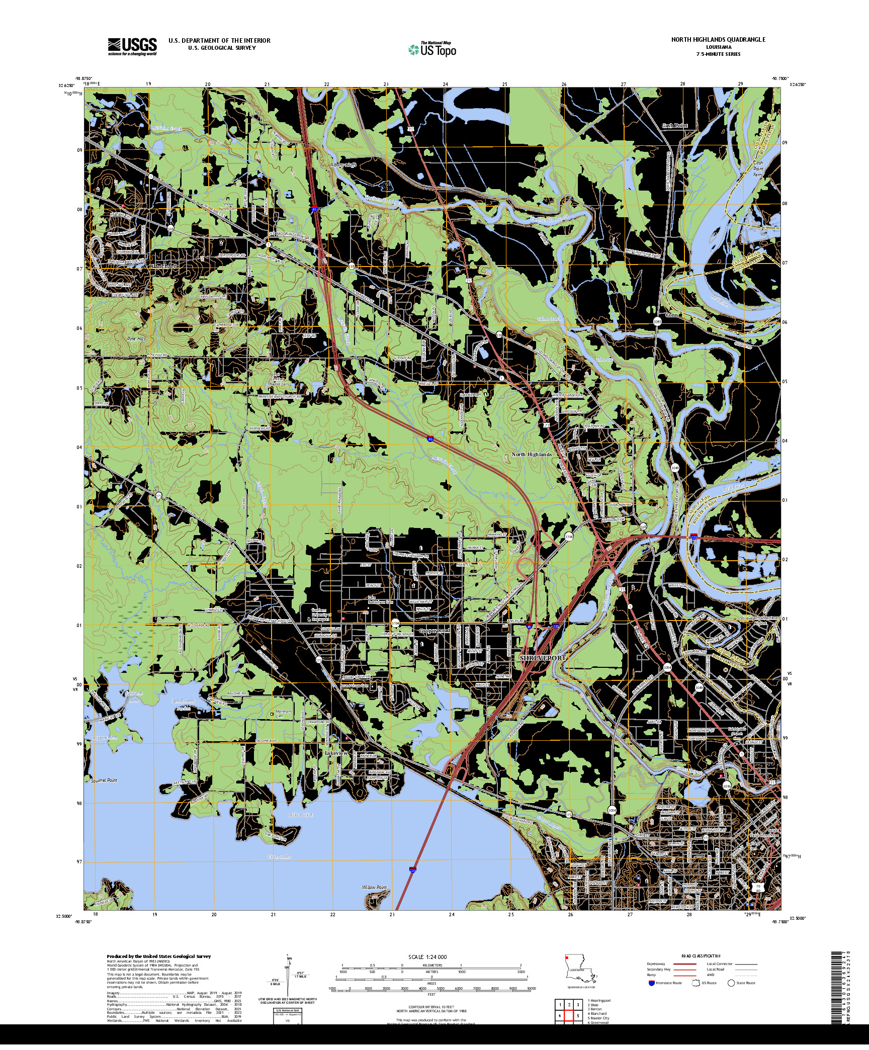 US TOPO 7.5-MINUTE MAP FOR NORTH HIGHLANDS, LA