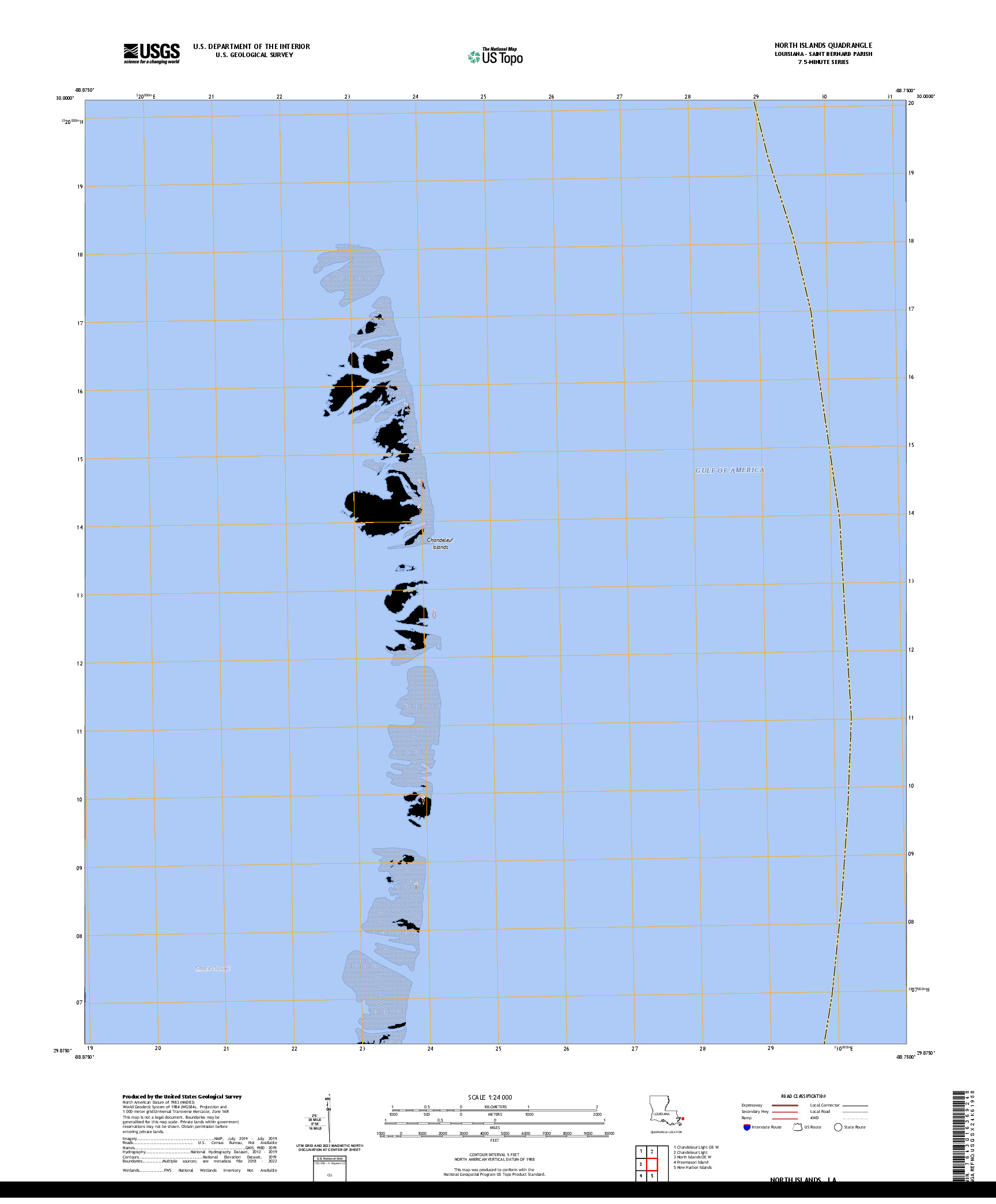 US TOPO 7.5-MINUTE MAP FOR NORTH ISLANDS, LA