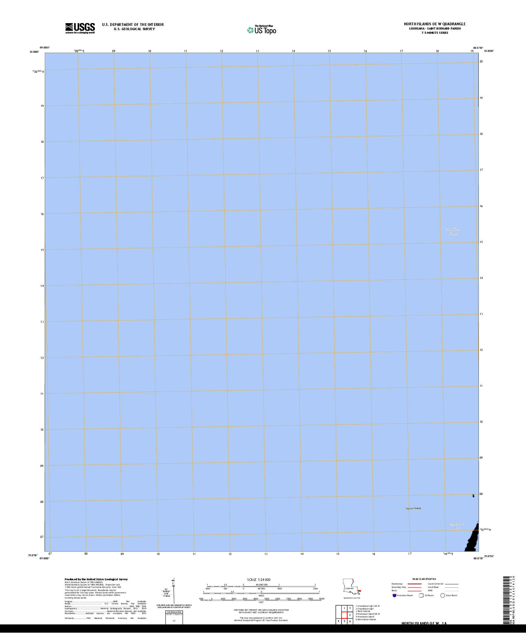 US TOPO 7.5-MINUTE MAP FOR NORTH ISLANDS OE W, LA