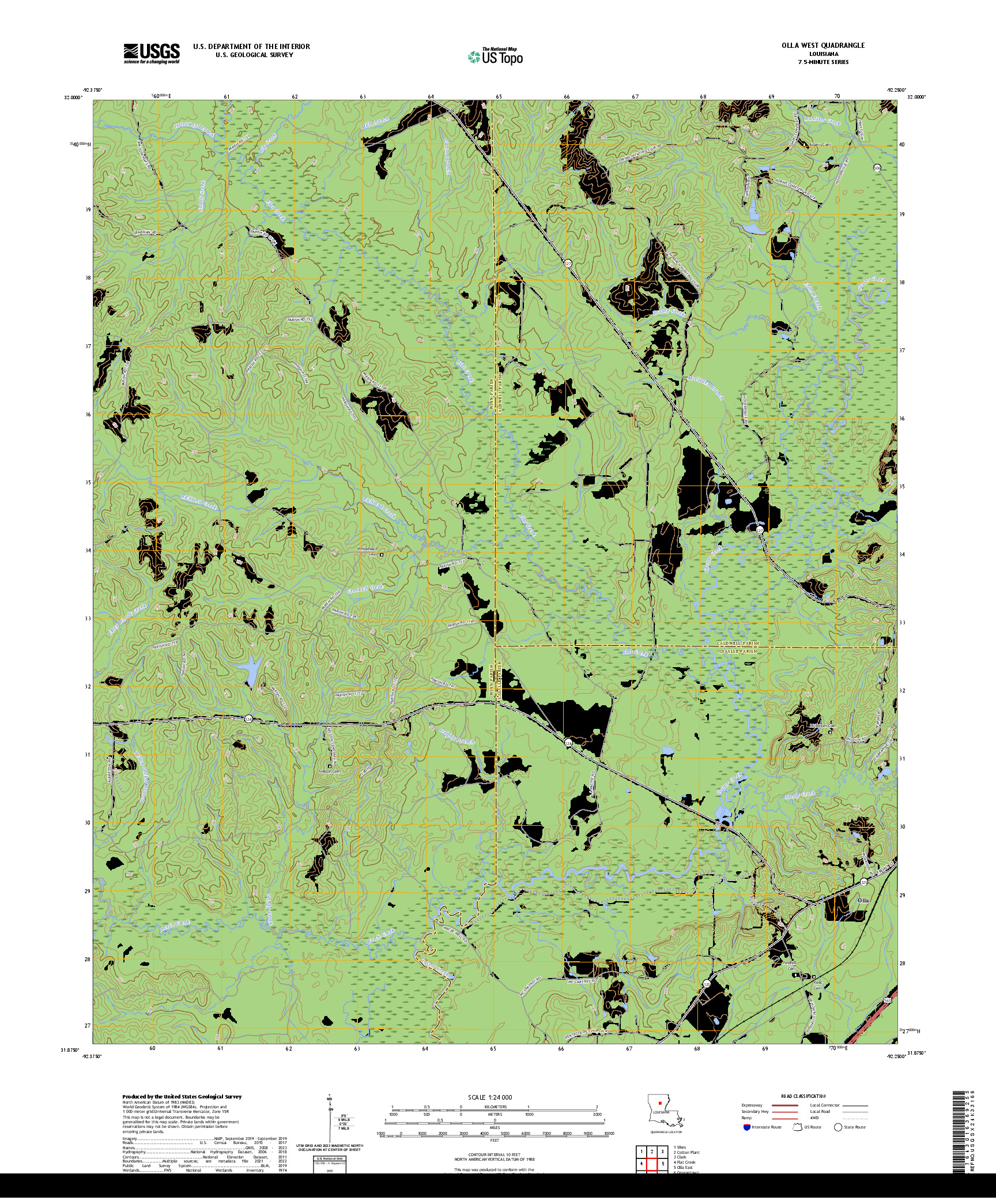 US TOPO 7.5-MINUTE MAP FOR OLLA WEST, LA