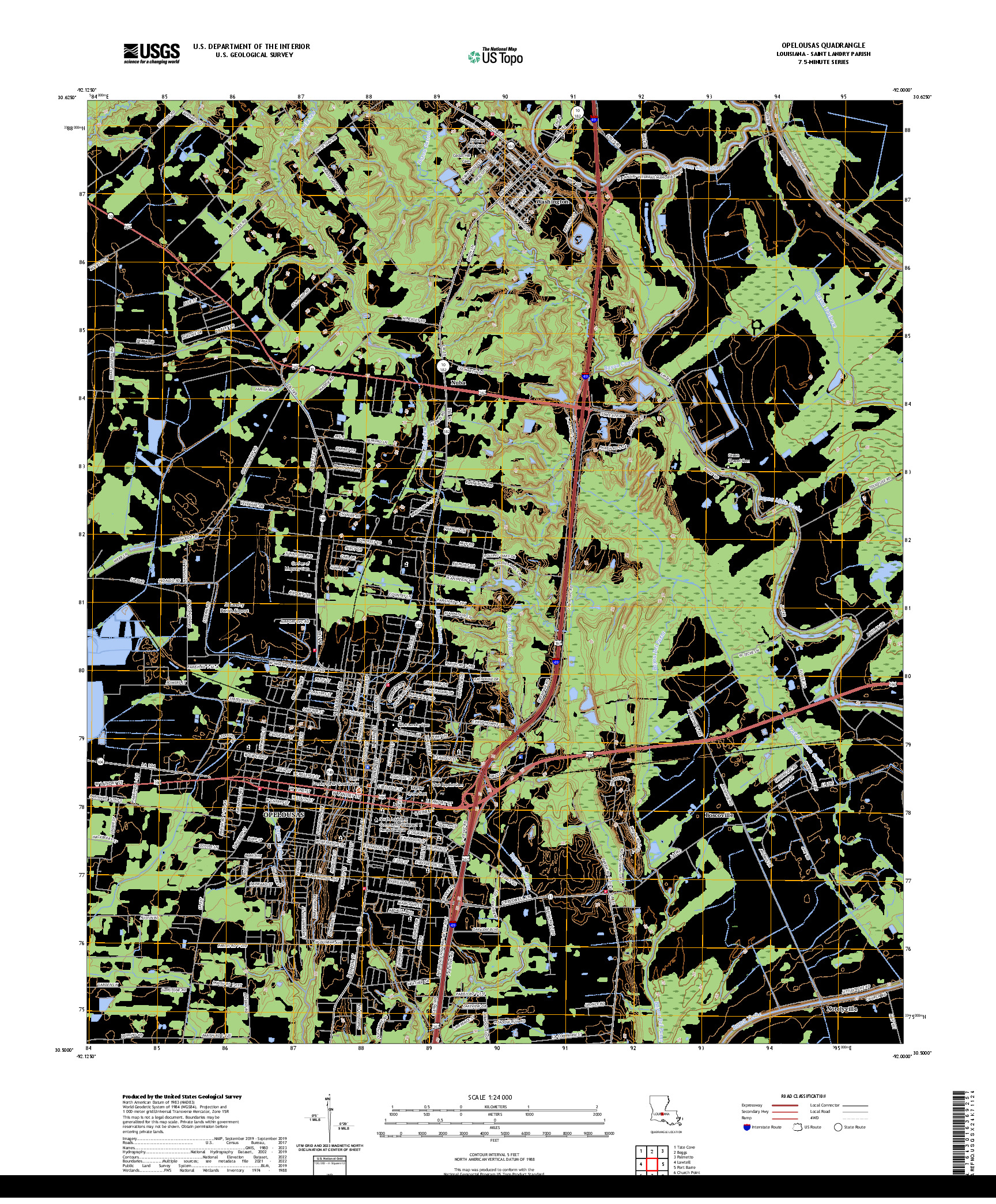 US TOPO 7.5-MINUTE MAP FOR OPELOUSAS, LA