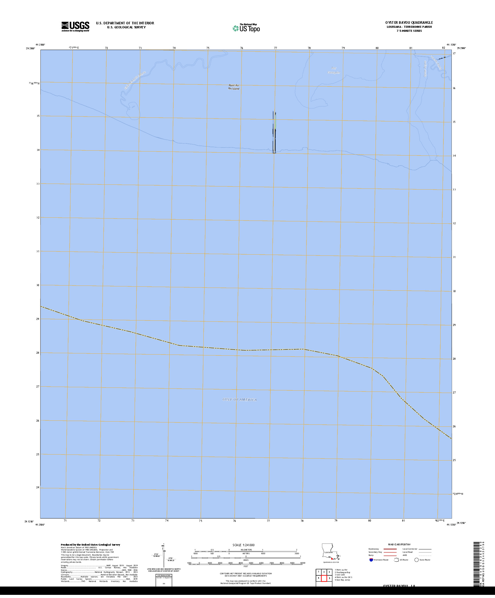 US TOPO 7.5-MINUTE MAP FOR OYSTER BAYOU, LA