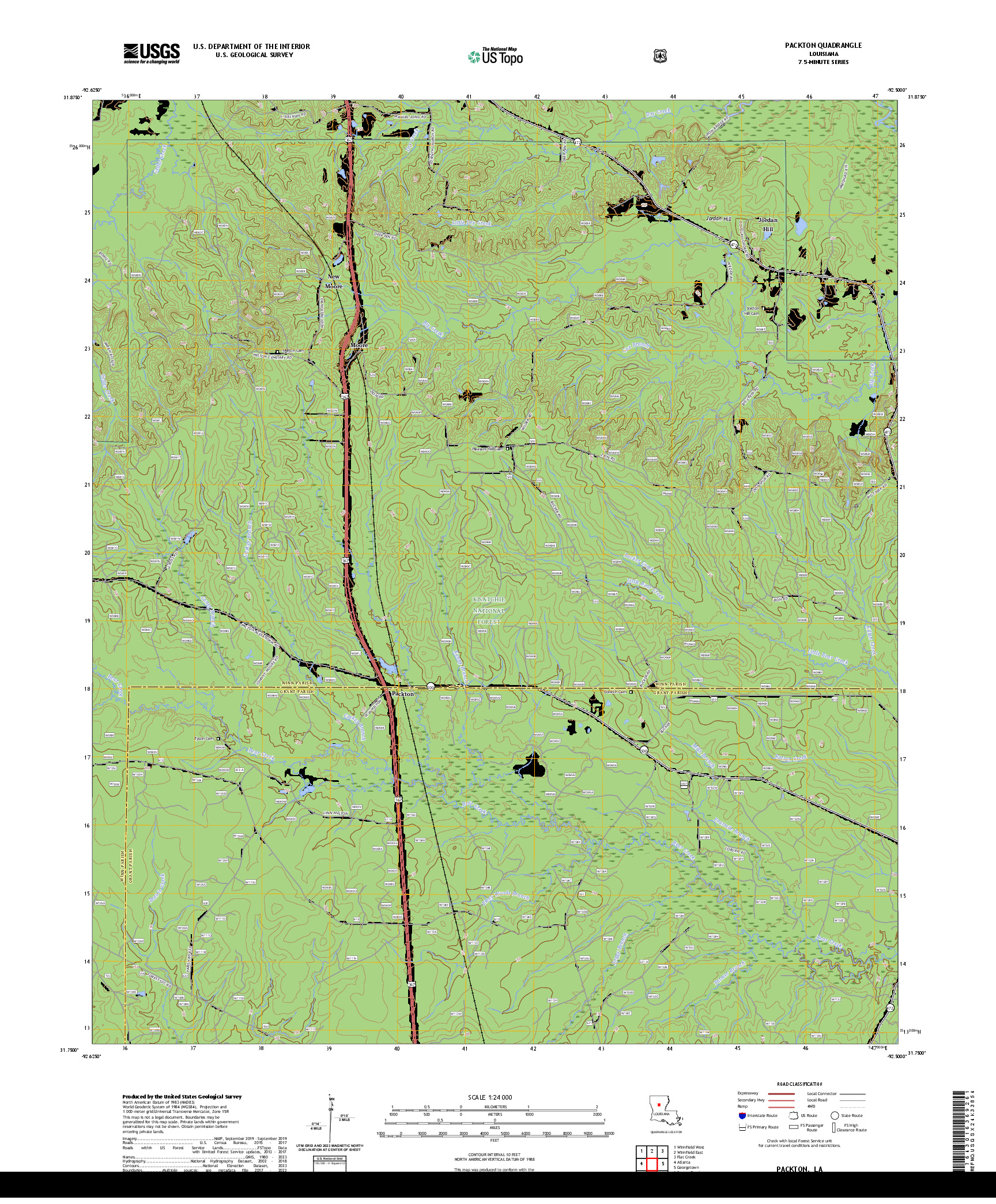 US TOPO 7.5-MINUTE MAP FOR PACKTON, LA