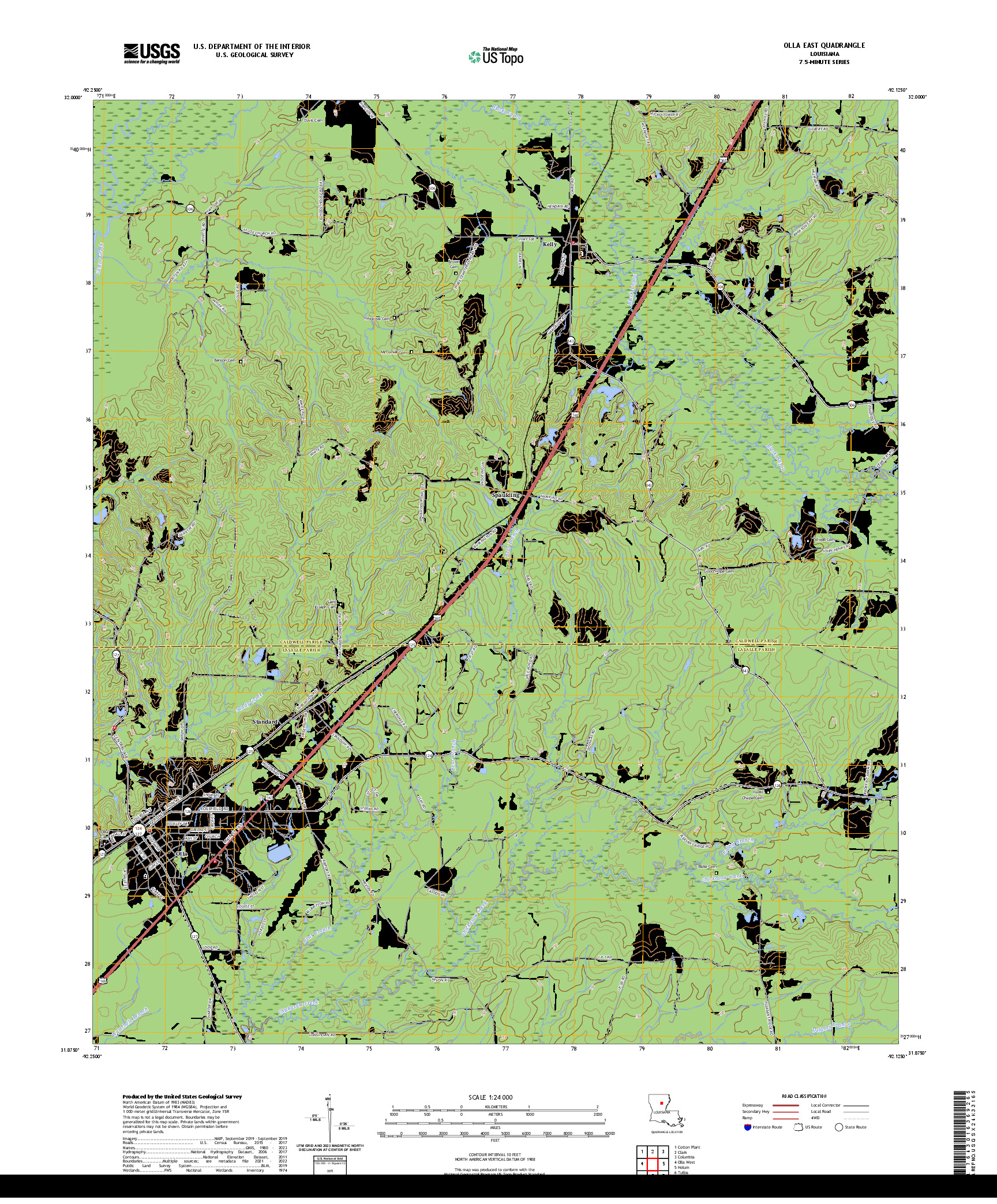 US TOPO 7.5-MINUTE MAP FOR OLLA EAST, LA