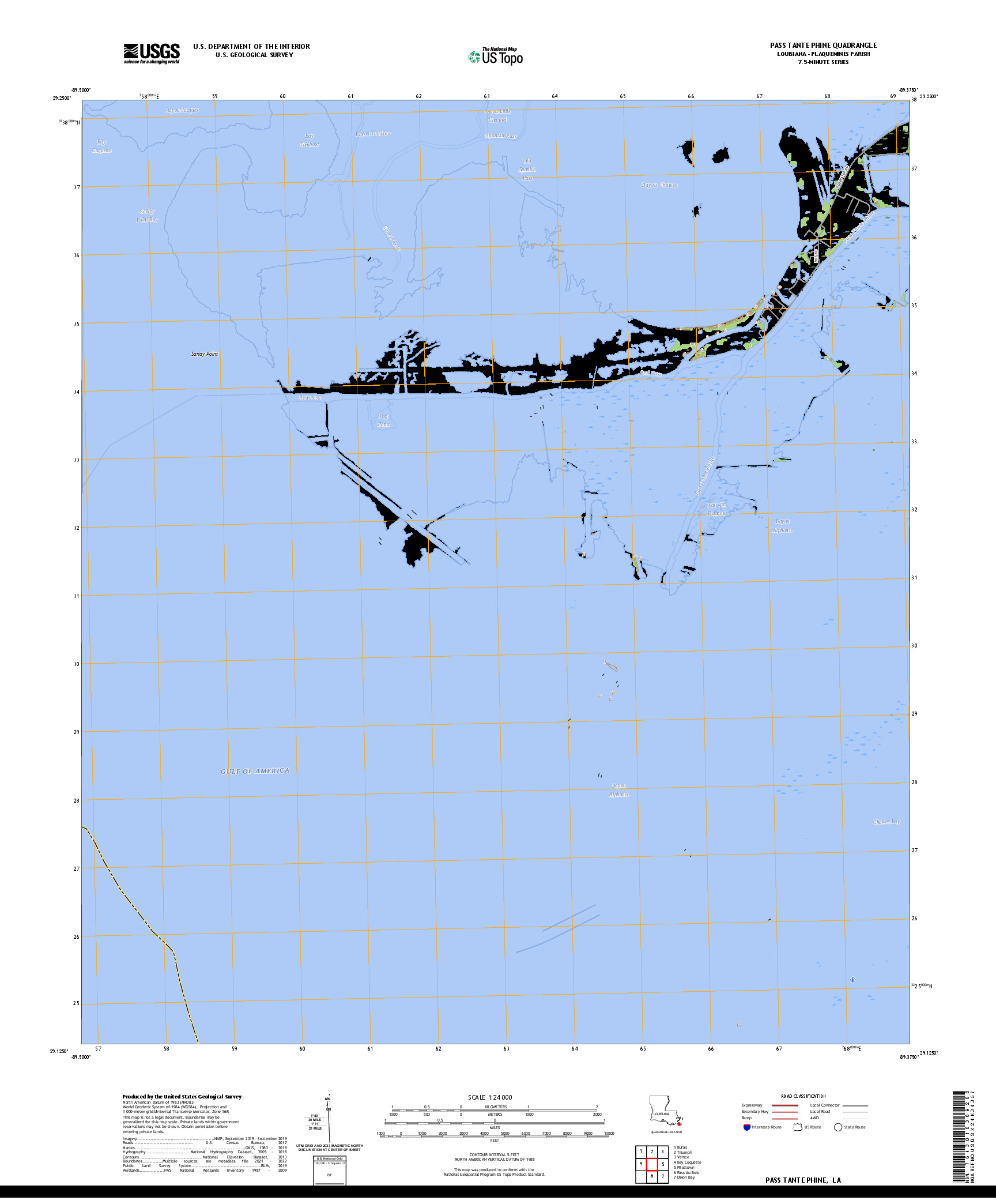 US TOPO 7.5-MINUTE MAP FOR PASS TANTE PHINE, LA