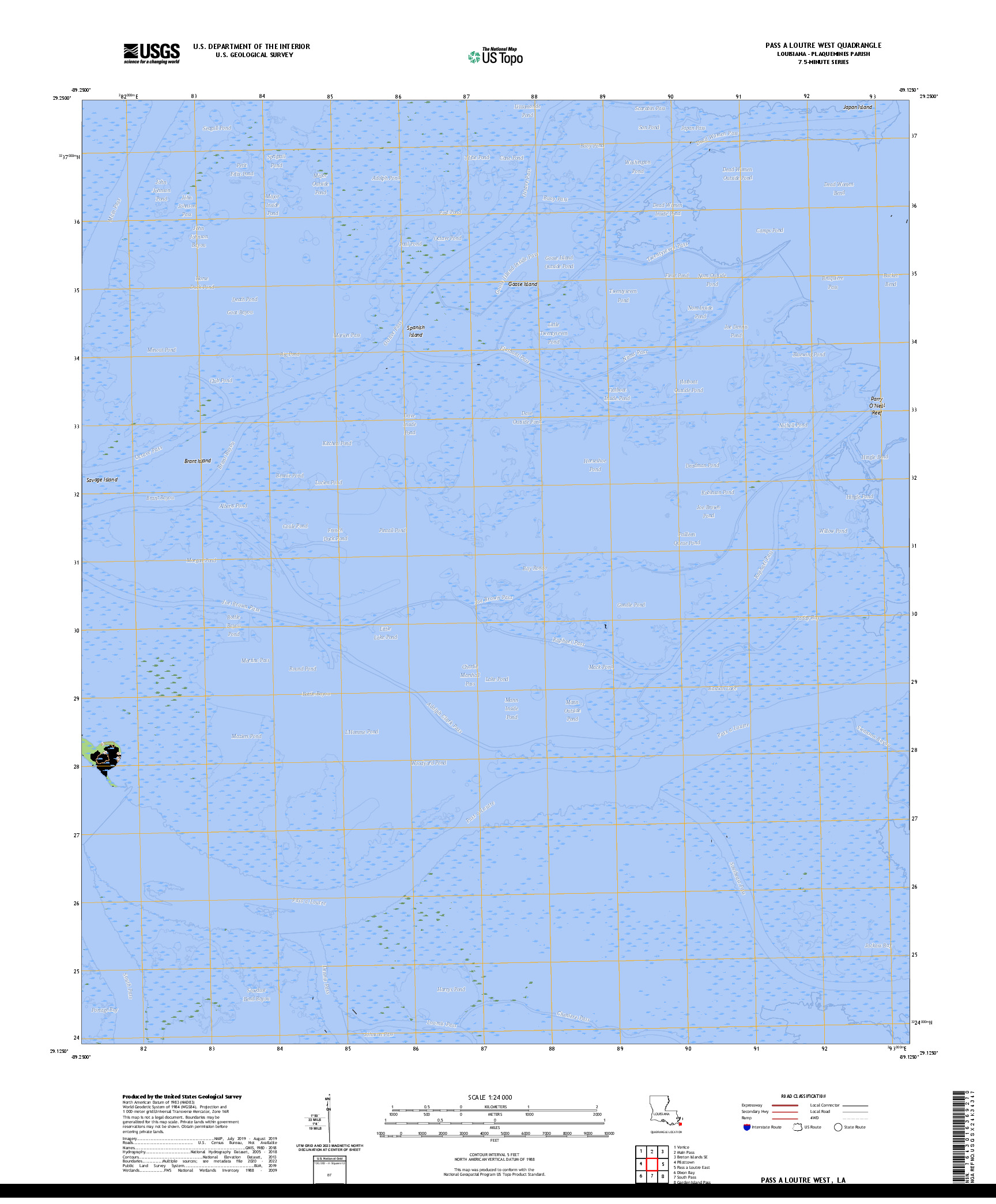US TOPO 7.5-MINUTE MAP FOR PASS A LOUTRE WEST, LA
