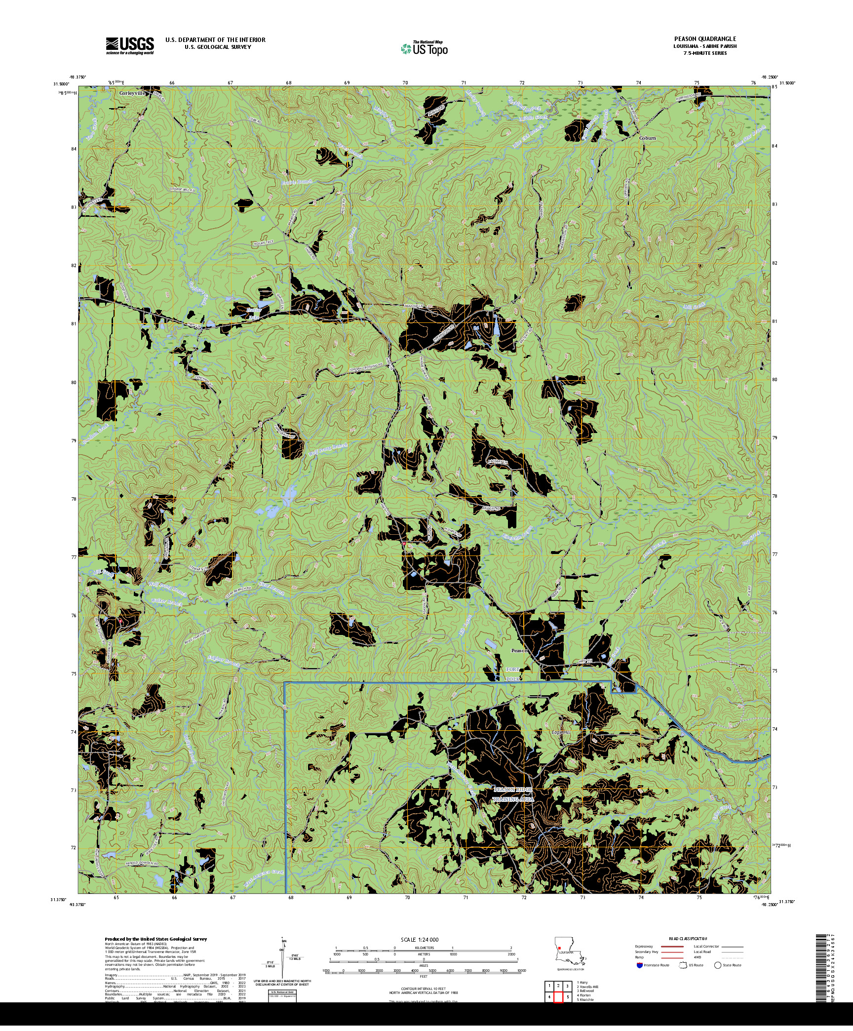 US TOPO 7.5-MINUTE MAP FOR PEASON, LA