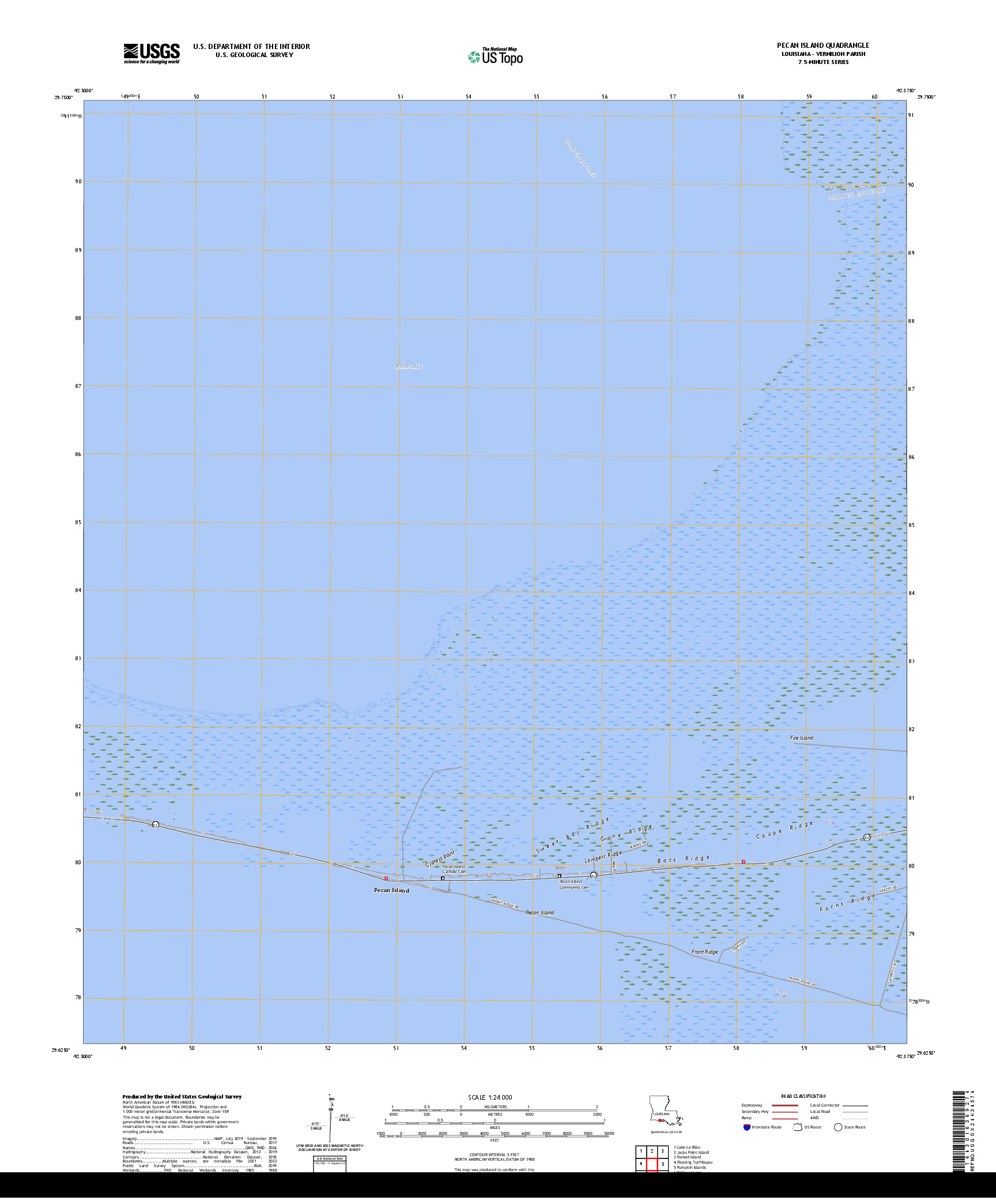 US TOPO 7.5-MINUTE MAP FOR PECAN ISLAND, LA