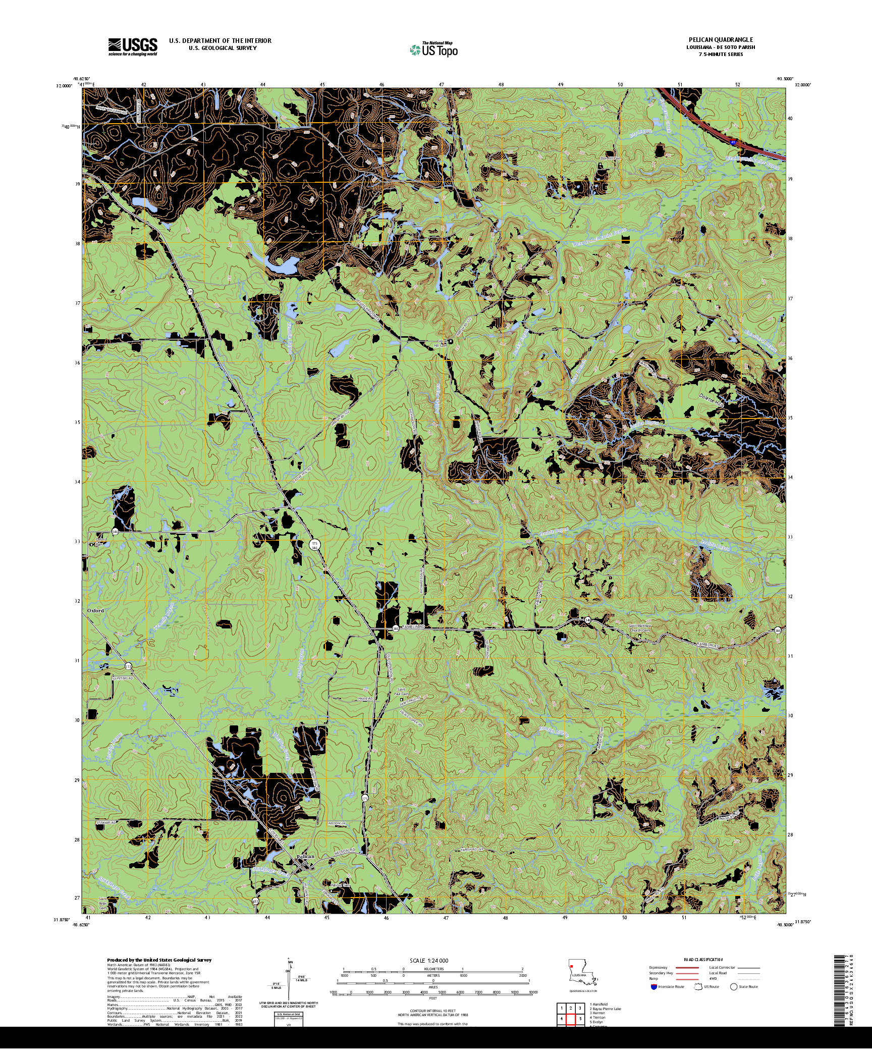 US TOPO 7.5-MINUTE MAP FOR PELICAN, LA