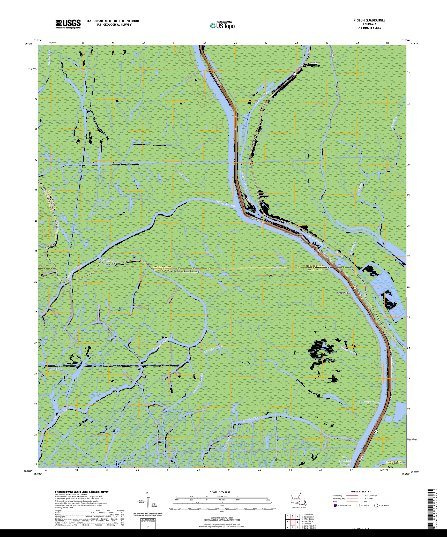 US TOPO 7.5-MINUTE MAP FOR PIGEON, LA