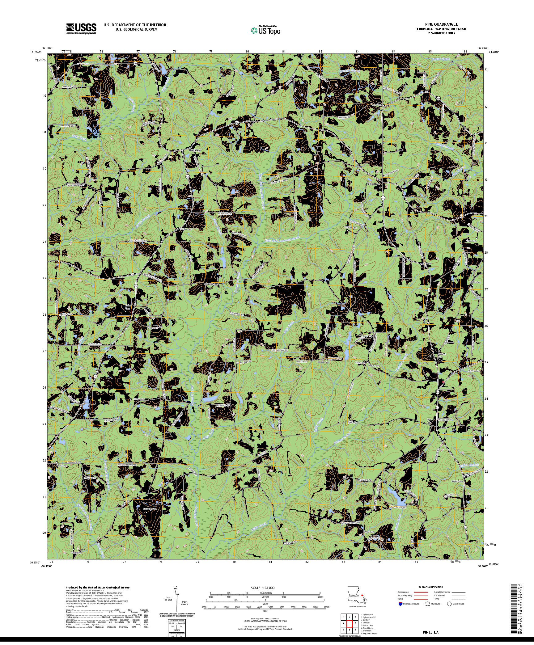 US TOPO 7.5-MINUTE MAP FOR PINE, LA