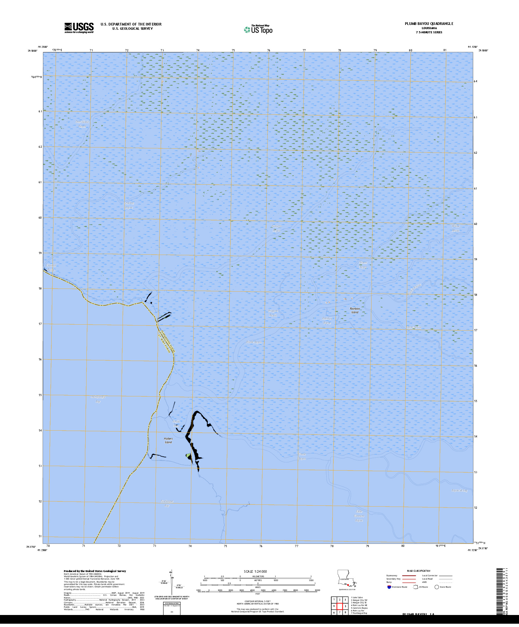US TOPO 7.5-MINUTE MAP FOR PLUMB BAYOU, LA