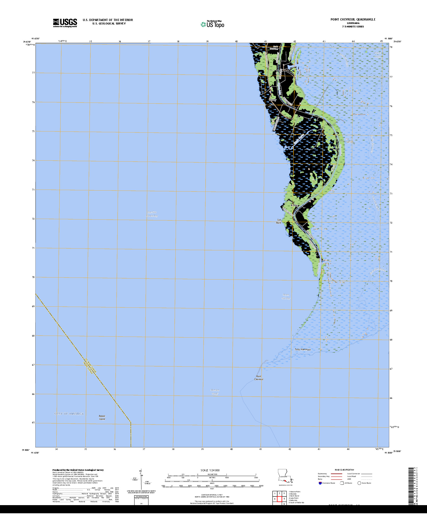 US TOPO 7.5-MINUTE MAP FOR POINT CHEVREUIL, LA