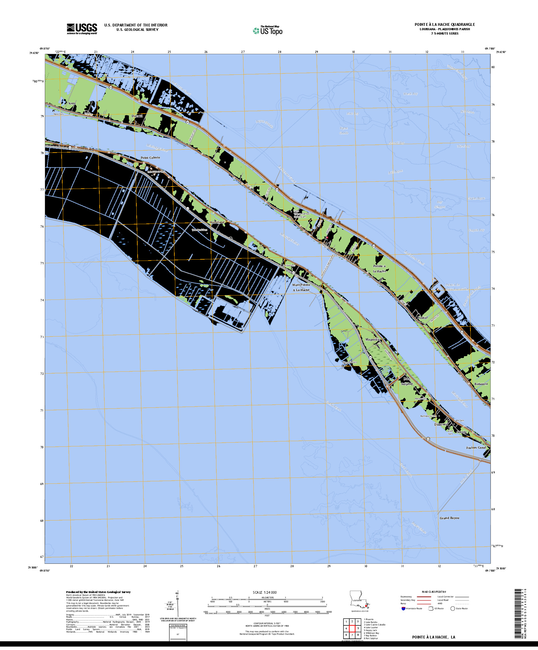 US TOPO 7.5-MINUTE MAP FOR POINTE A LA HACHE, LA