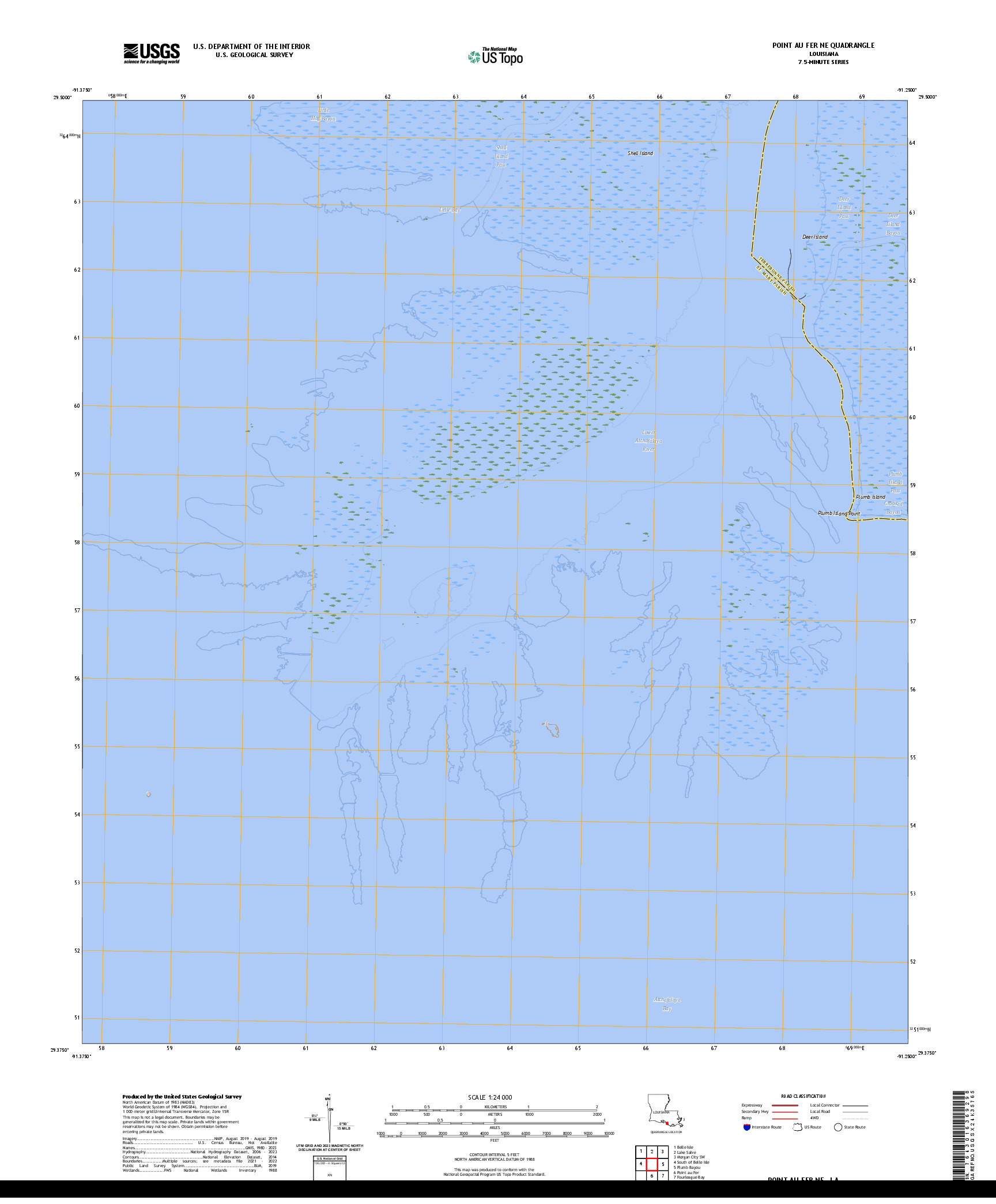 US TOPO 7.5-MINUTE MAP FOR POINT AU FER NE, LA