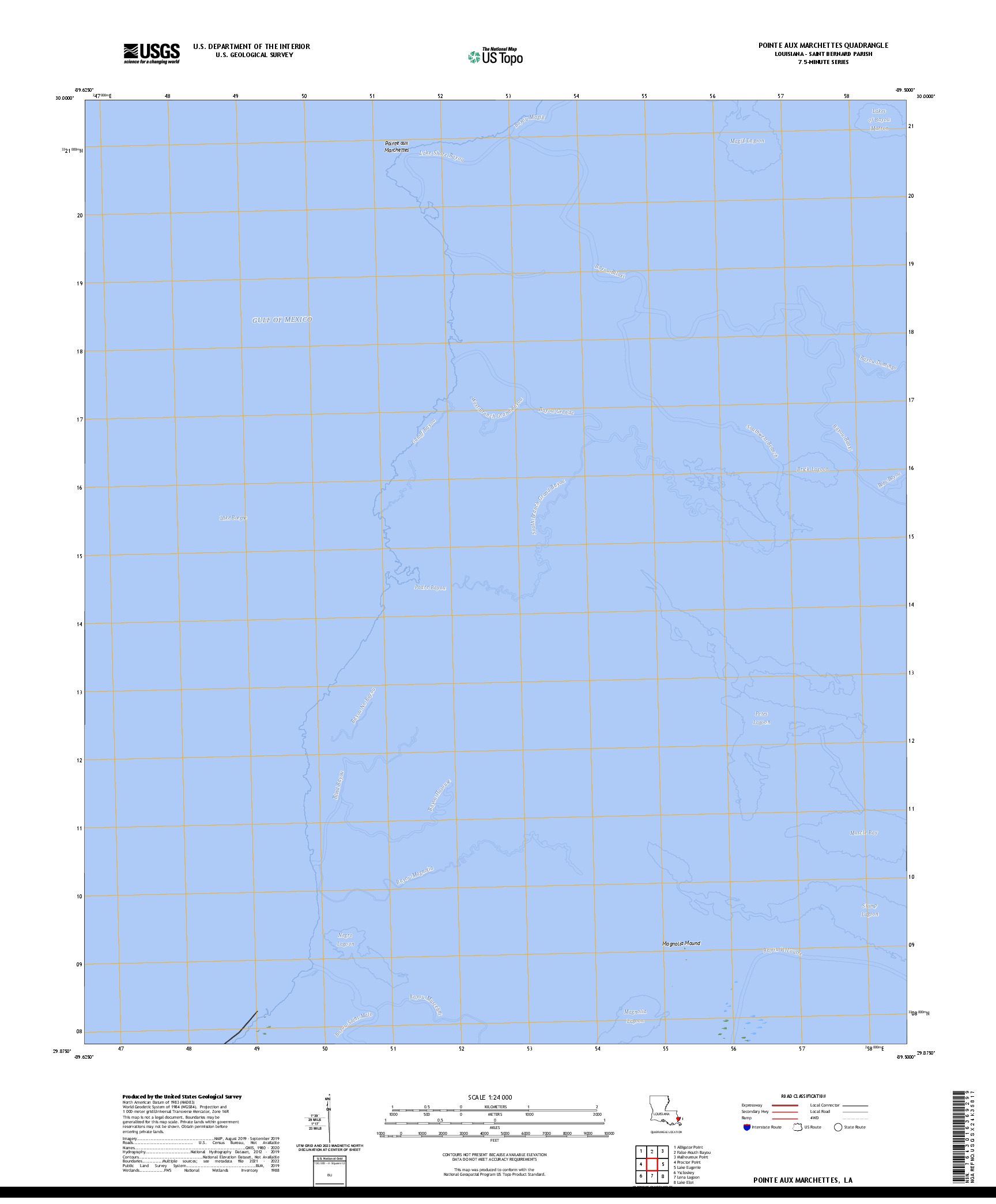 US TOPO 7.5-MINUTE MAP FOR POINTE AUX MARCHETTES, LA