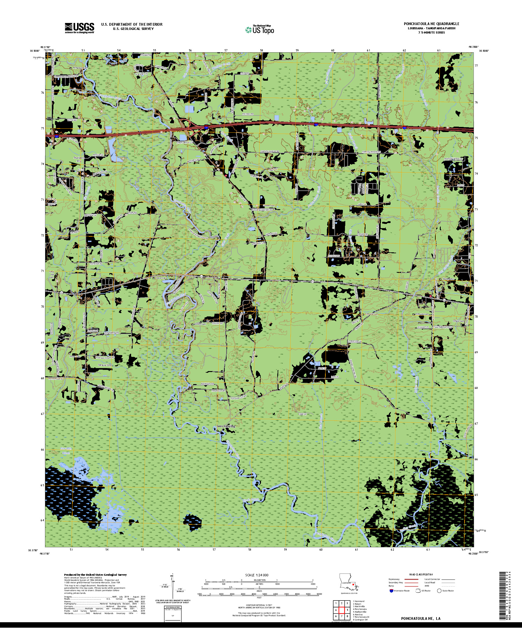 US TOPO 7.5-MINUTE MAP FOR PONCHATOULA NE, LA