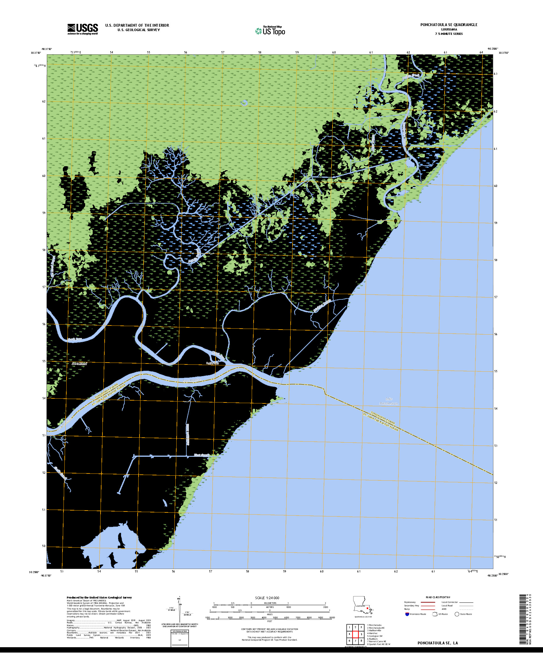 US TOPO 7.5-MINUTE MAP FOR PONCHATOULA SE, LA